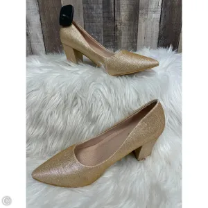 Fall 2024 Casual Shoes Shoes Heels Block By Forever In Gold, Size: 9