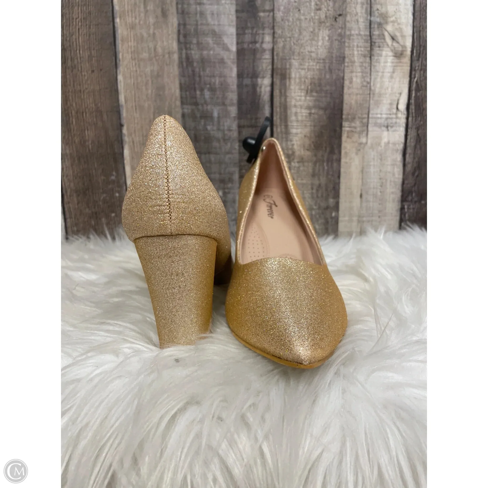 Dsw Casual Shoes Shoes Heels Block By Forever In Gold, Size: 9