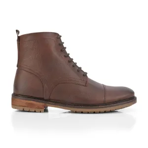 Python Skin Short Boots Tintern Leather Lace up Boots - Brown