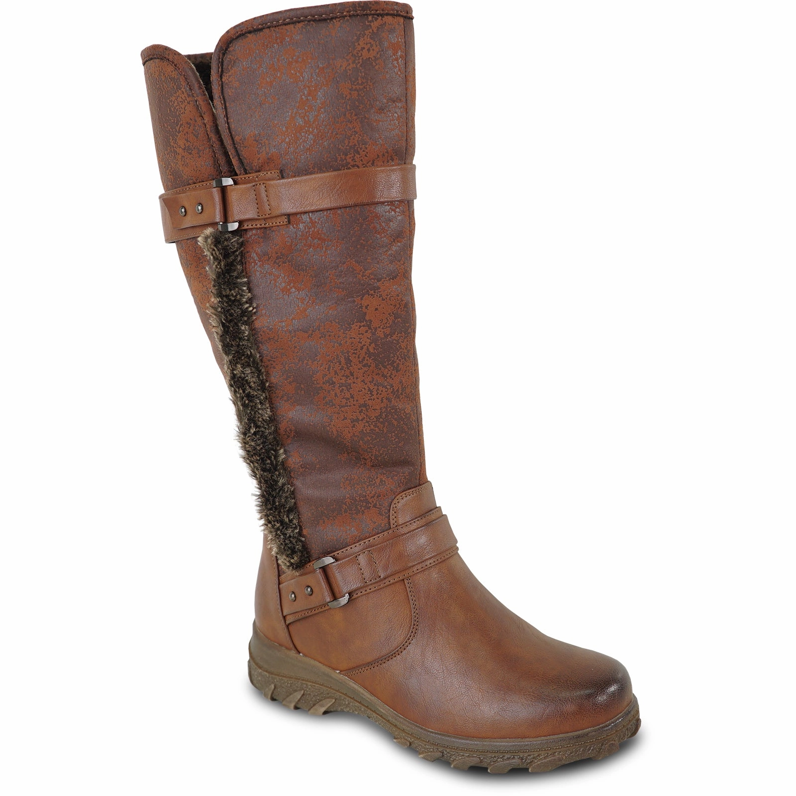 Fur Boots VANGELO Women Winter Fur Boot HF3596 Knee High Casual Boot BROWN