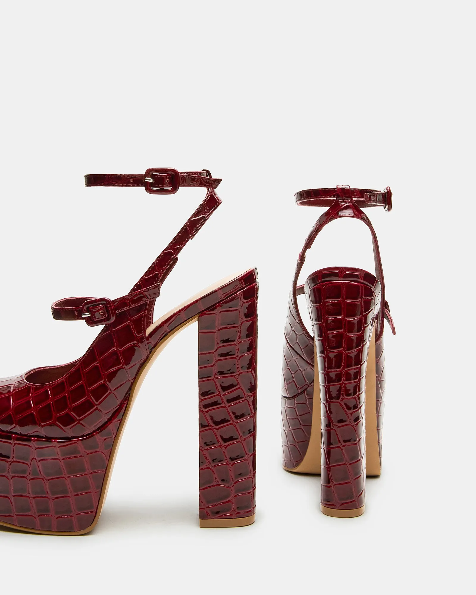 Rhinestone High Heel Shoes SCOTLYN RED CROCODILE