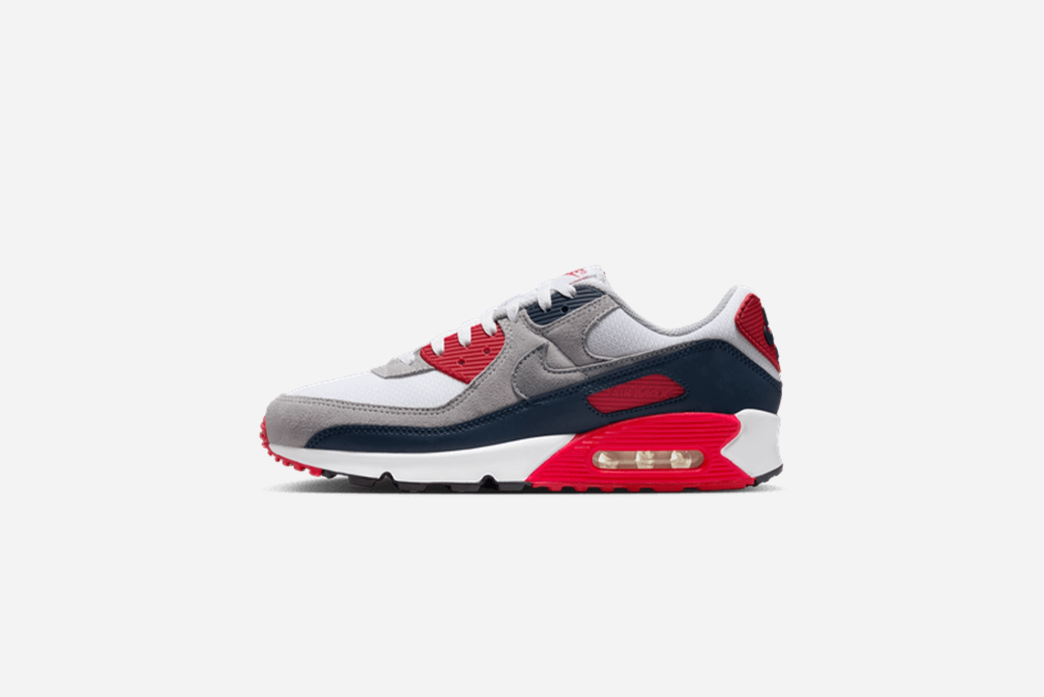 Shoes At The Nike Outlet Nike "Air Max 90" M - White / Cool Grey / University Red