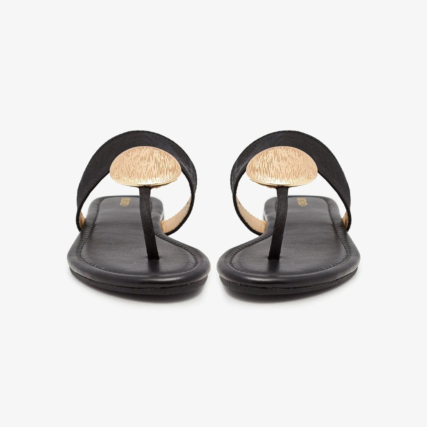 Metallic Brooch Thong Chappal On Business Casual Shoes