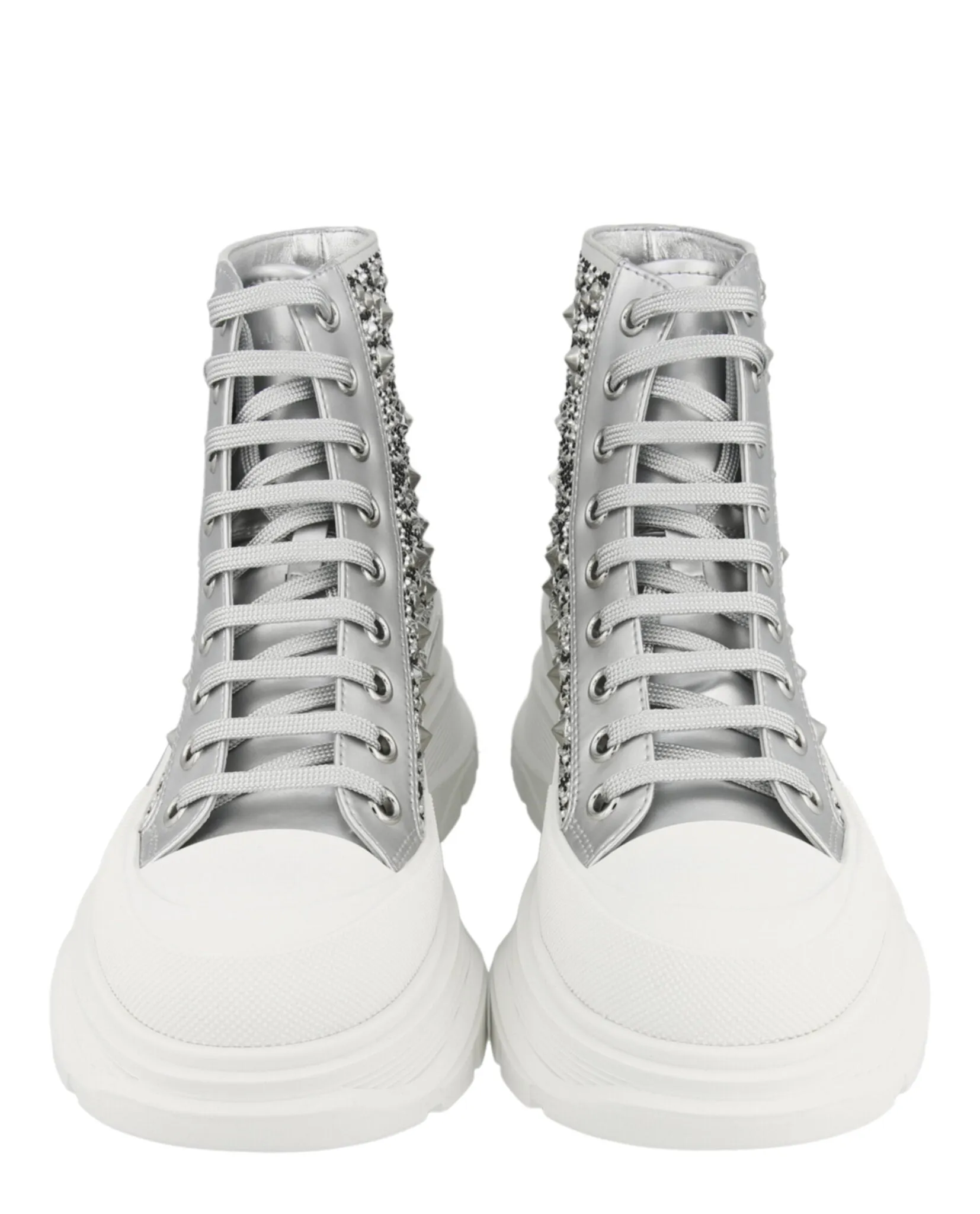 Cavalry Boots Tread Slick Crystal Lace-Up Boots