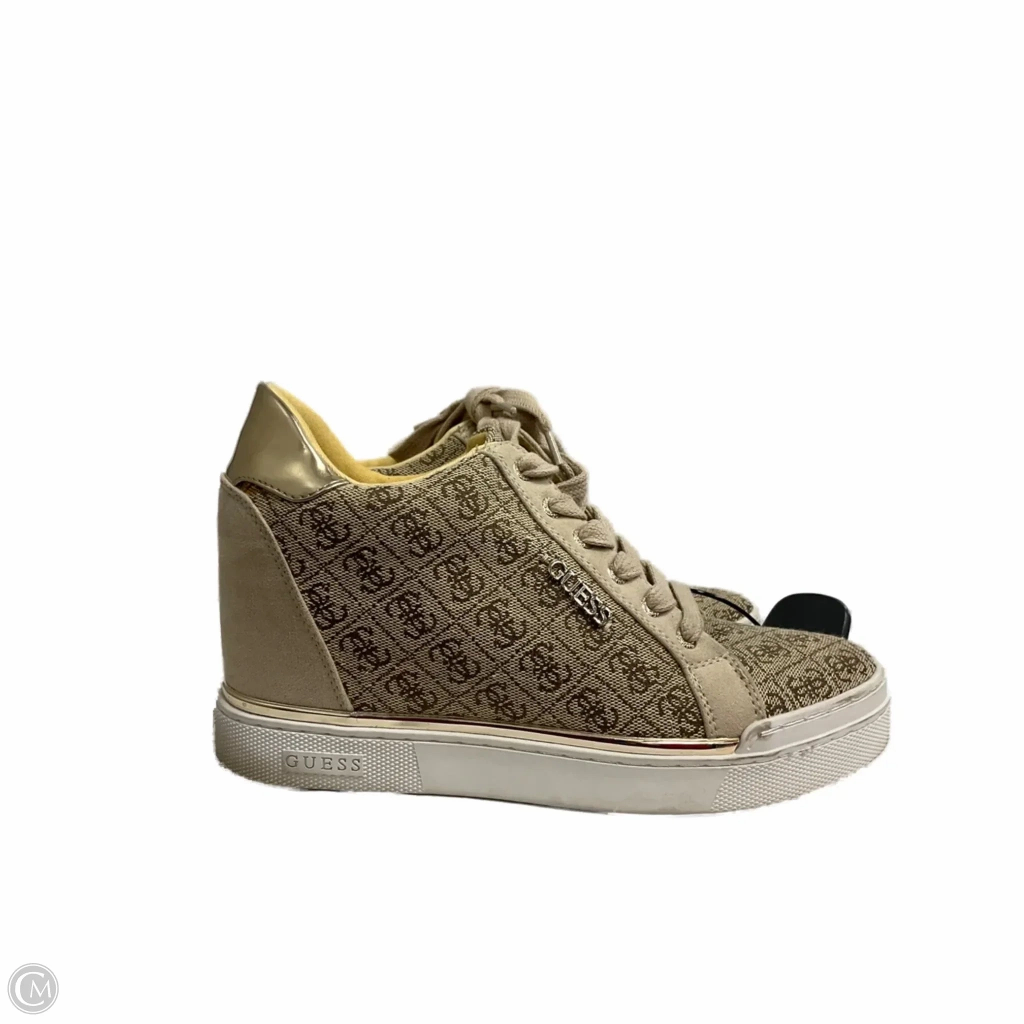 Shoes Heels Wedge By Guess In Gold, Size: 6 Flat Seam Casual Shoes