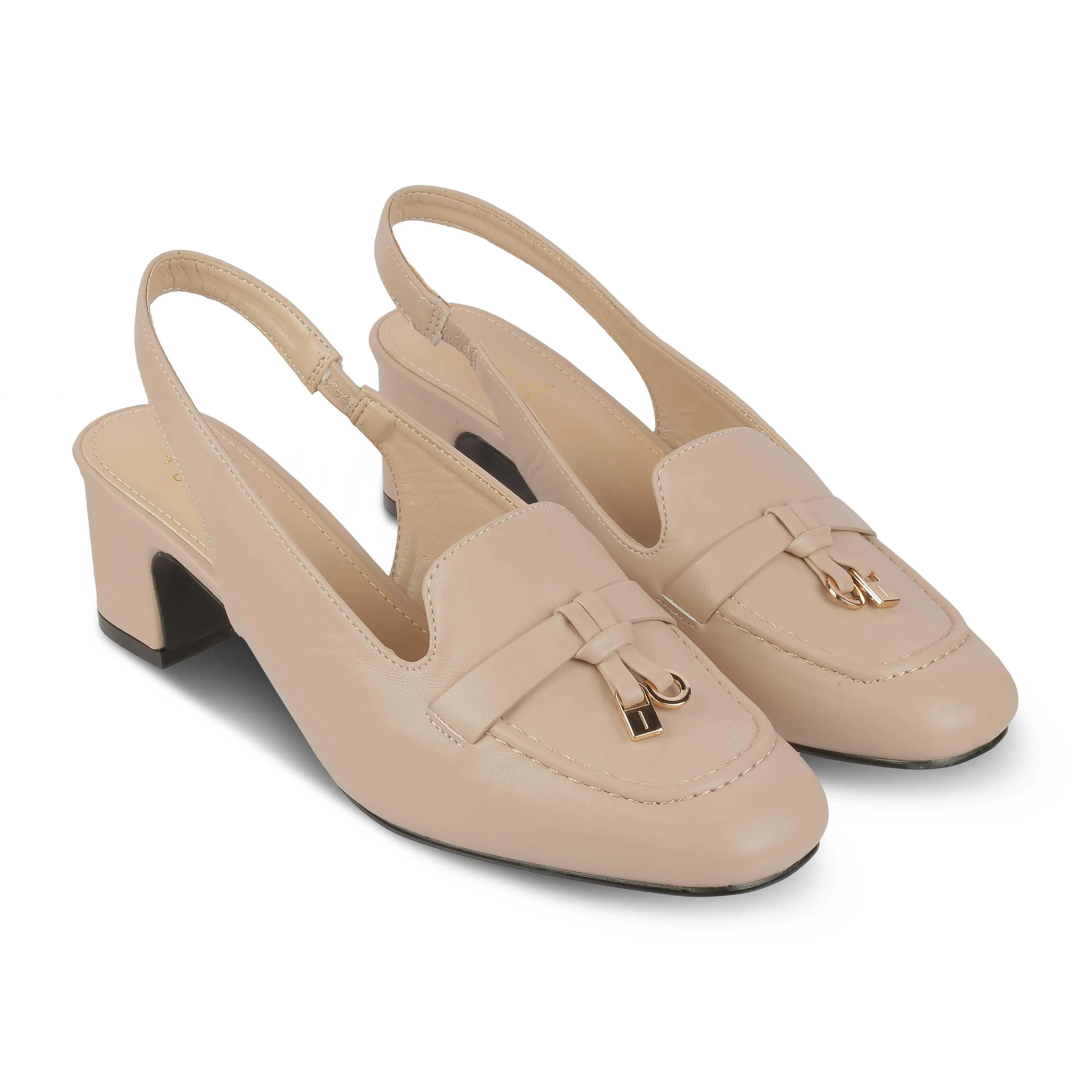 Military Discount Tresmode Niso Beige Women's Dress Slingback Block Heel Sandals