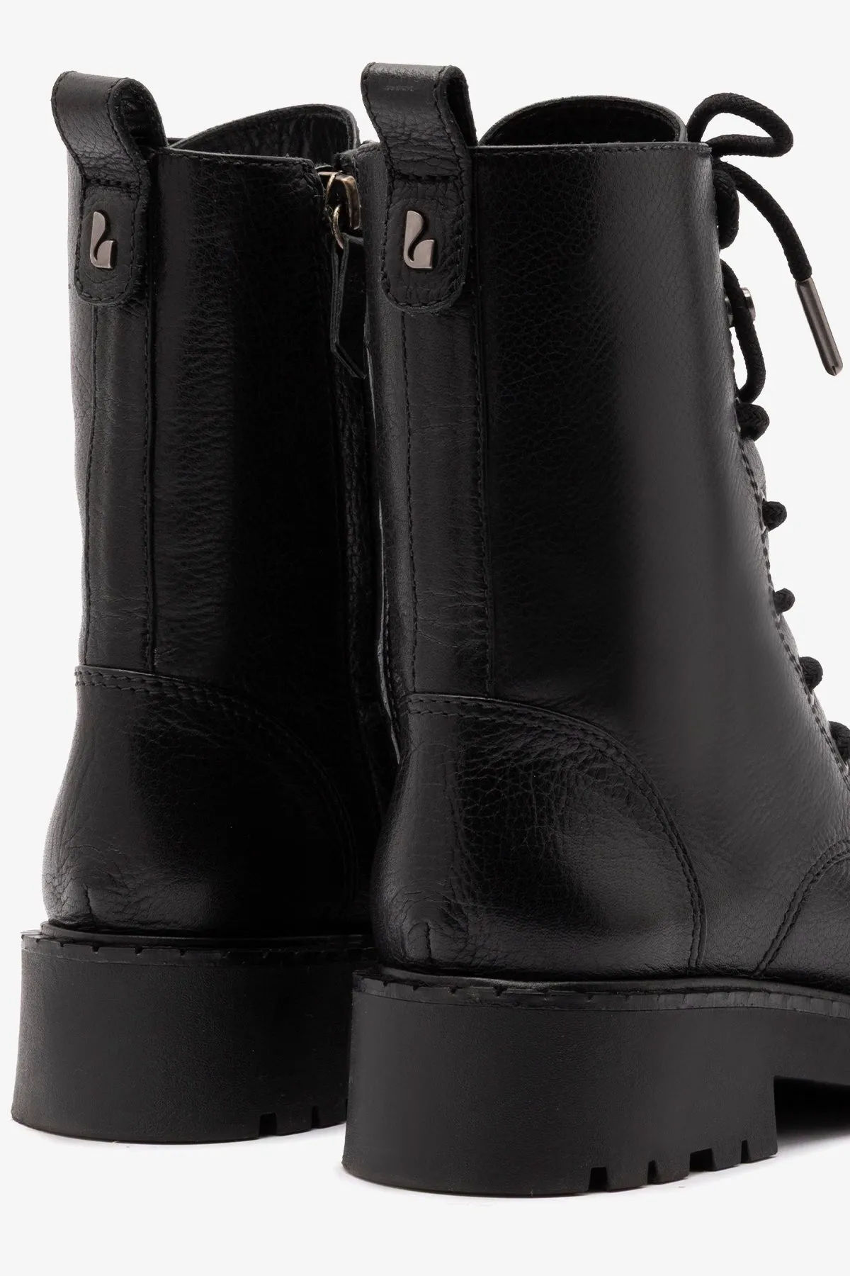 Trinity Boot In Black Leather Knee High Lace Boots