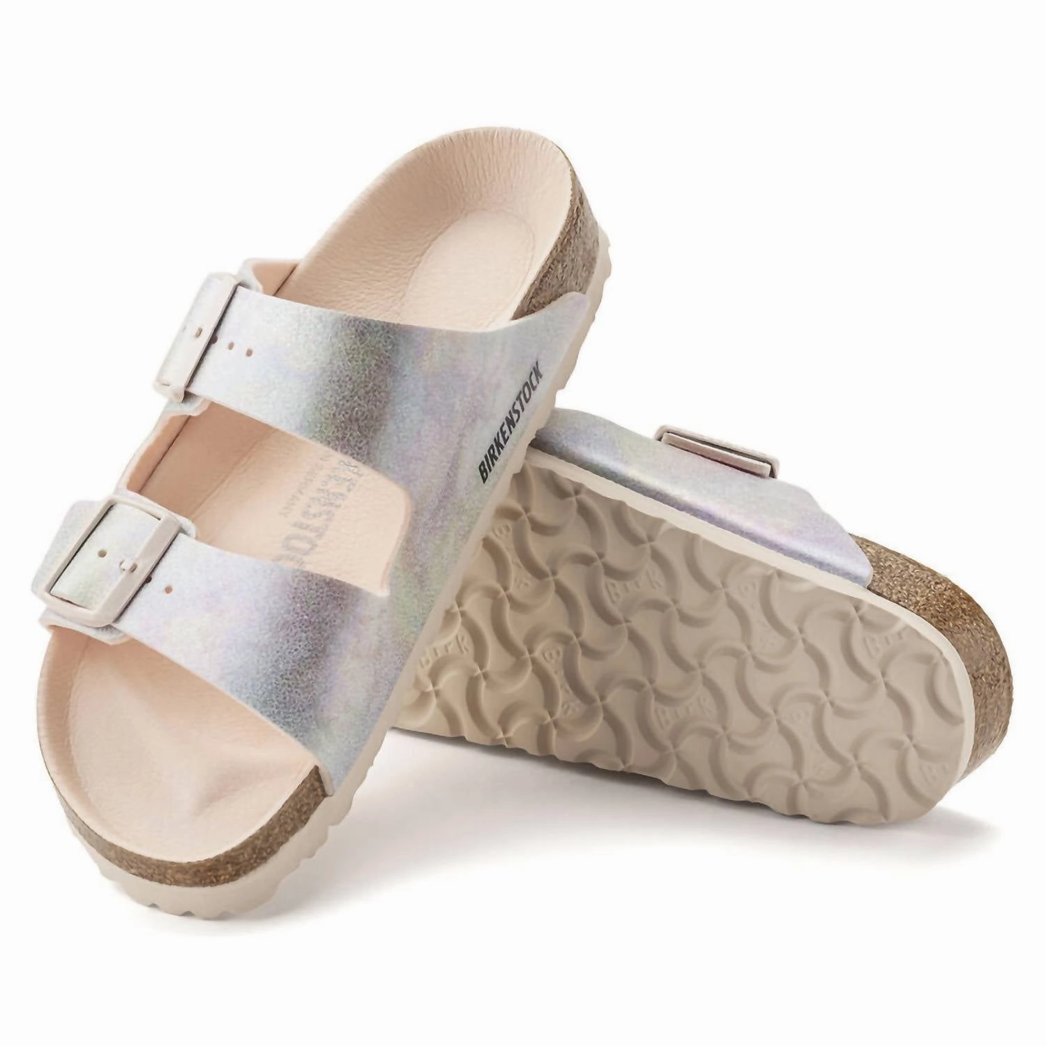 Women's Arizona Sandals In Iridescent Light Rose Sandals Vs Flip Flops
