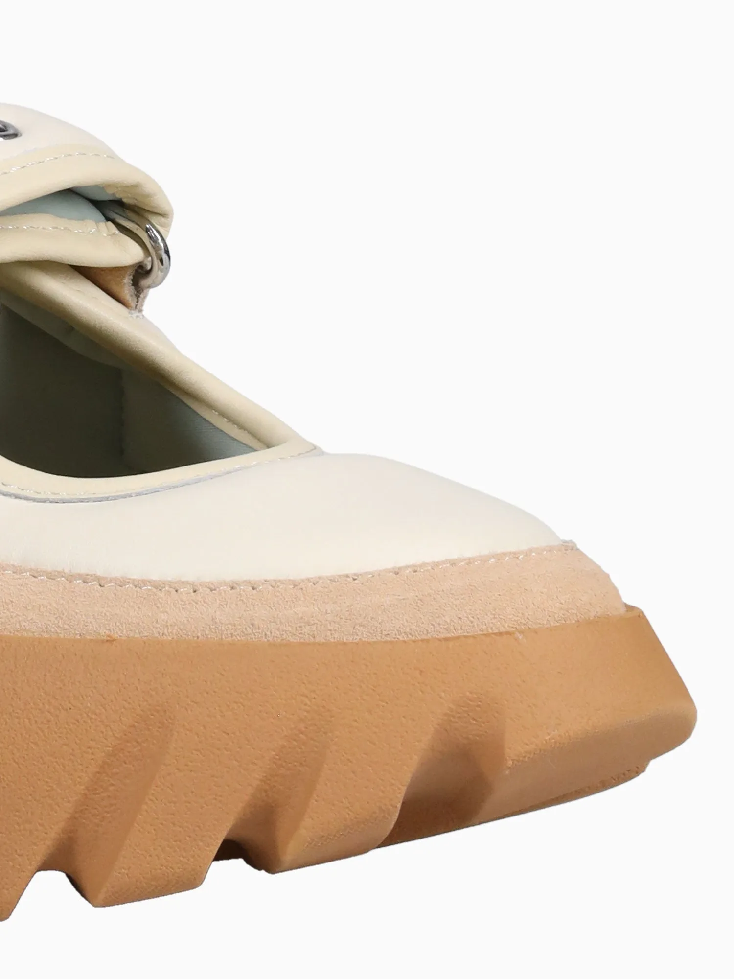 Tura Maya Ivory Leather Casual Shoes With Zipper