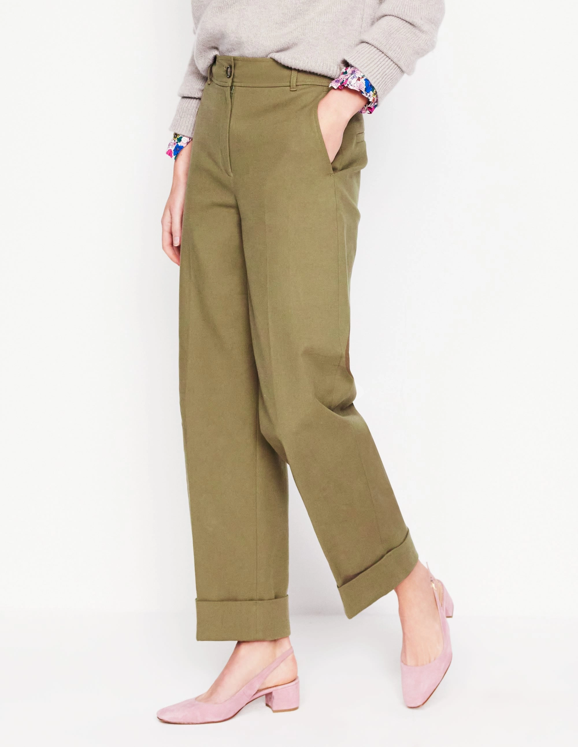 Turn Up Trousers-Warm Olive Boots Mx