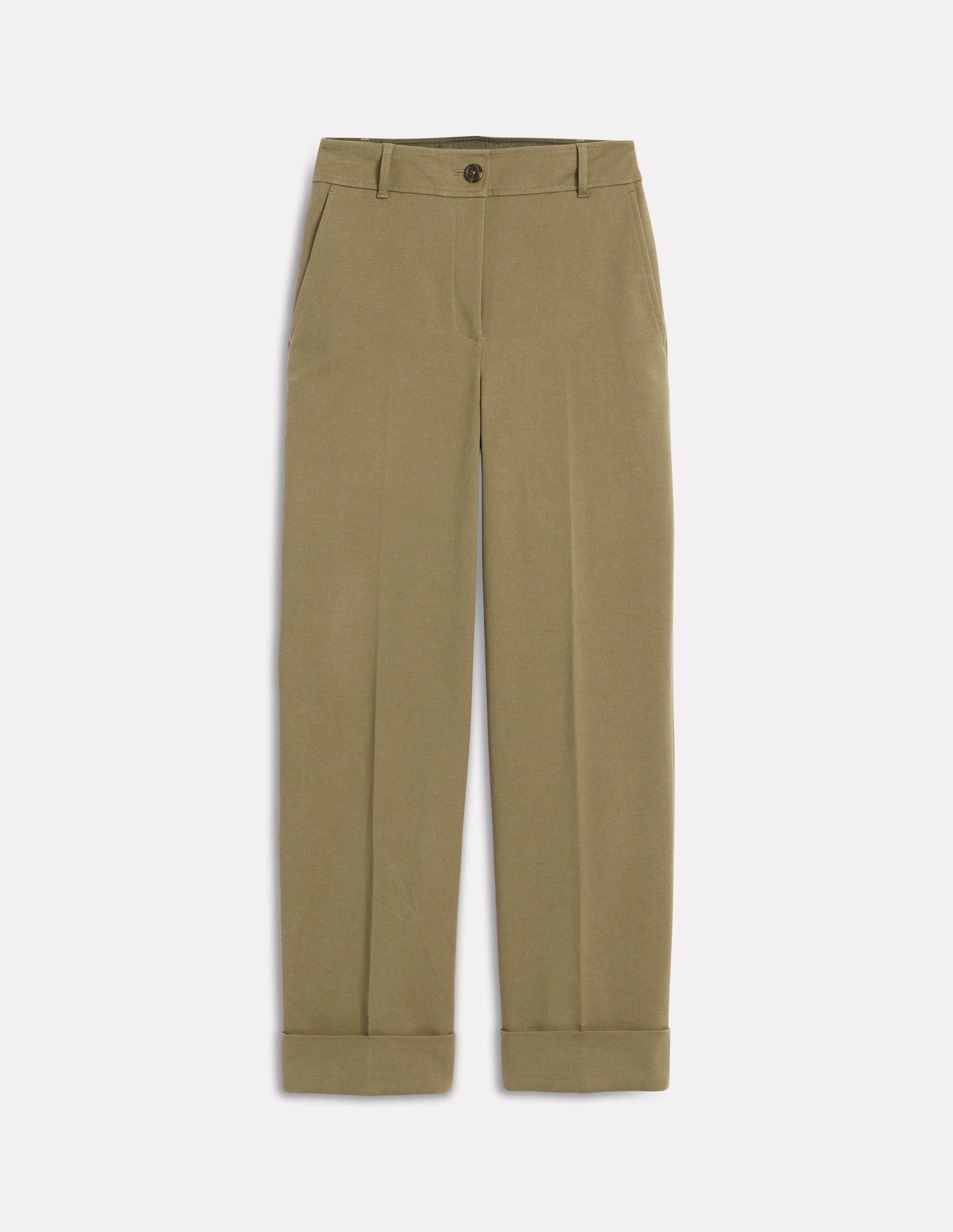 Turn Up Trousers-Warm Olive Black Long Boots