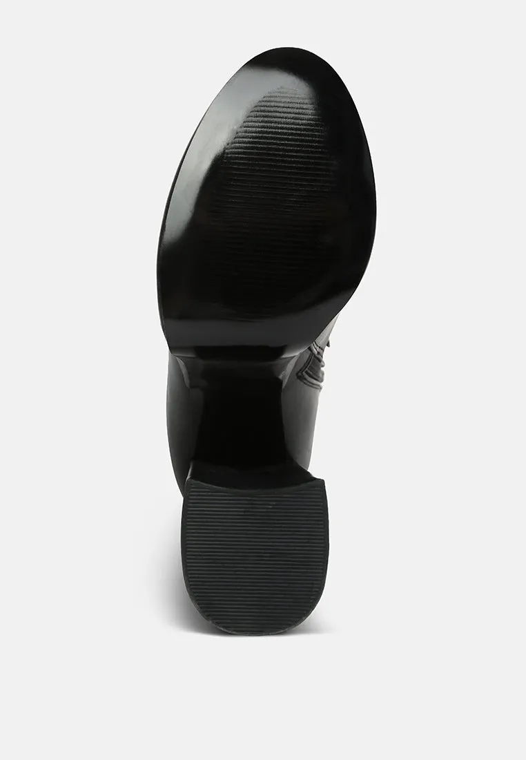 tzar faux leather high heeled platfrom calf boots Leather Boots Women