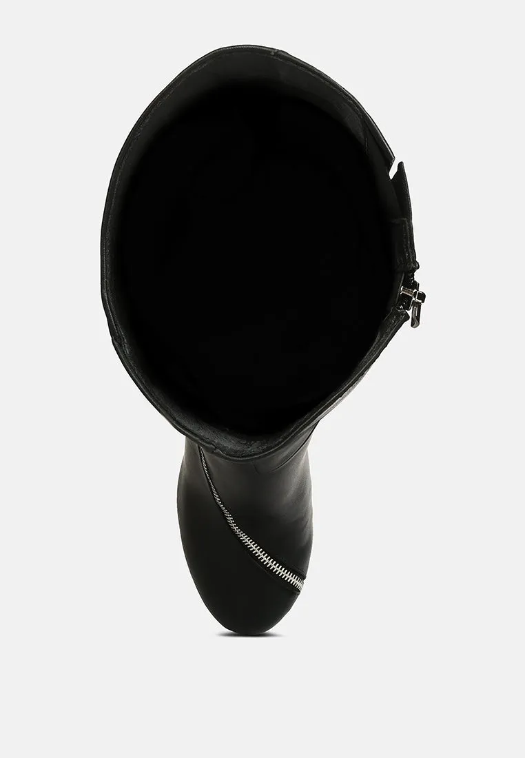 tzar faux leather high heeled platfrom calf boots Chelsea Boots Rain