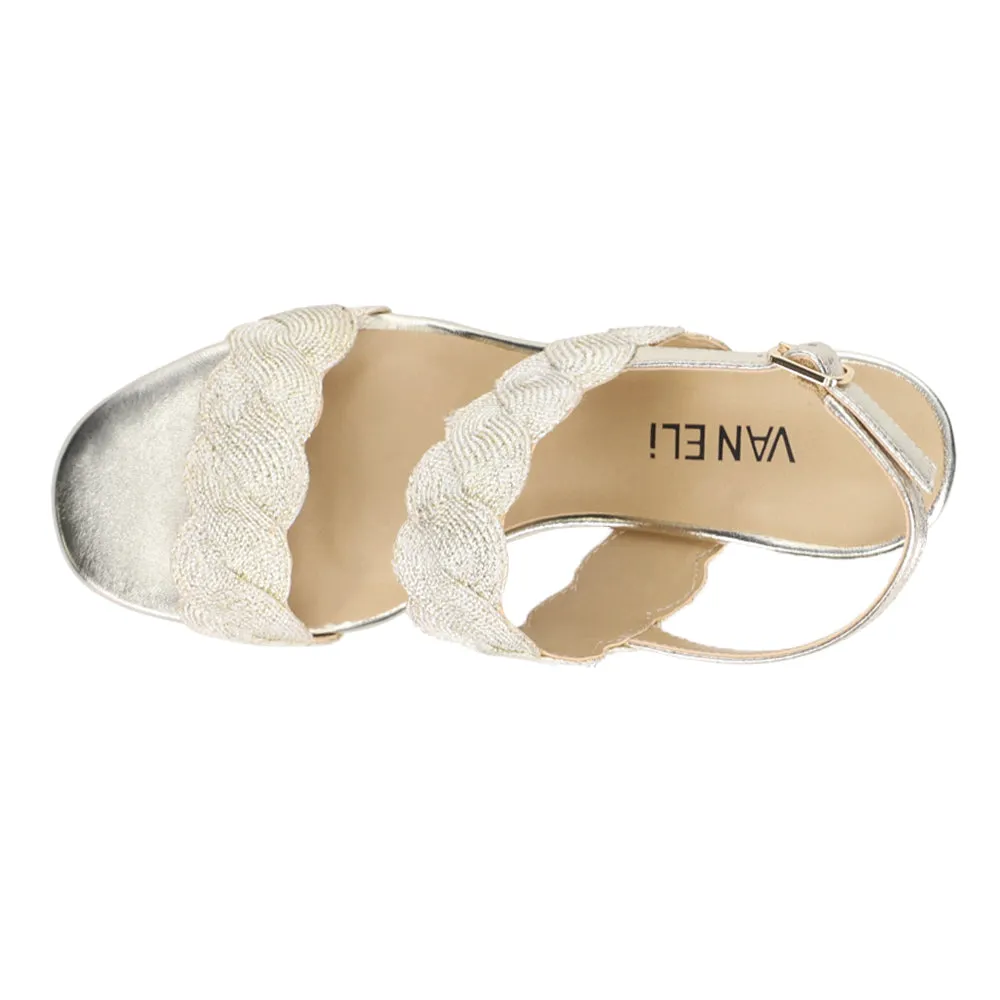 Lettie Metallic Block Heel Slingback Sandals Balance Festival Casual Shoes