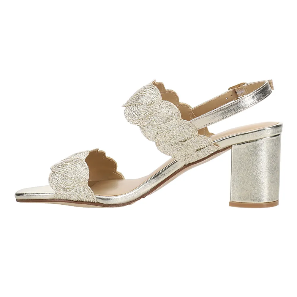 Lettie Metallic Block Heel Slingback Sandals Thick Sole Casual Shoes