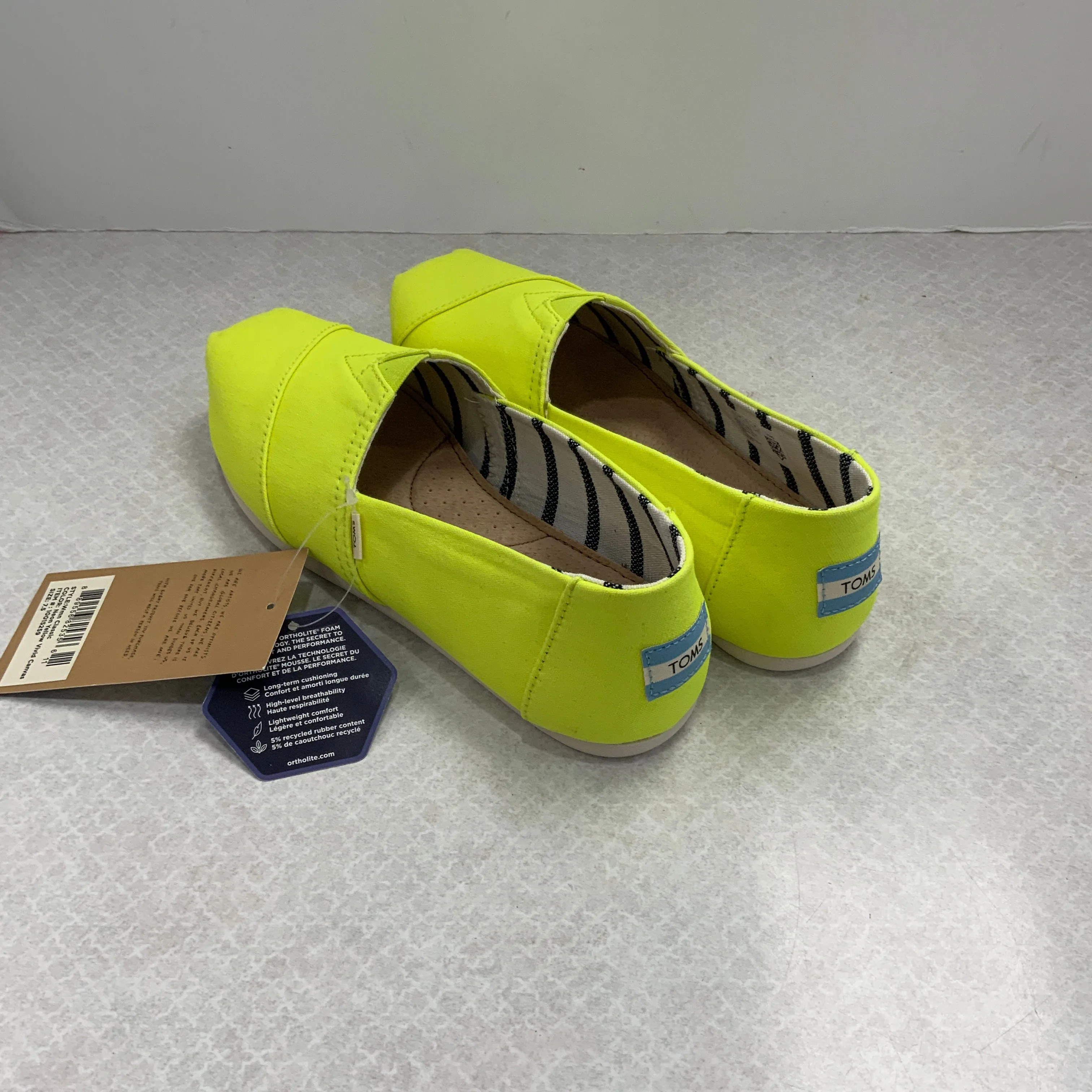 Heels To Flat Shoes Yellow Shoes Flats Toms, Size 7.5