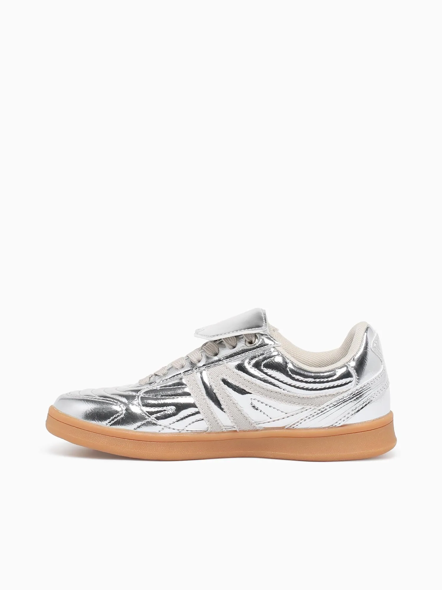 Lace Up Casual Shoes Madrid Silver Metallic