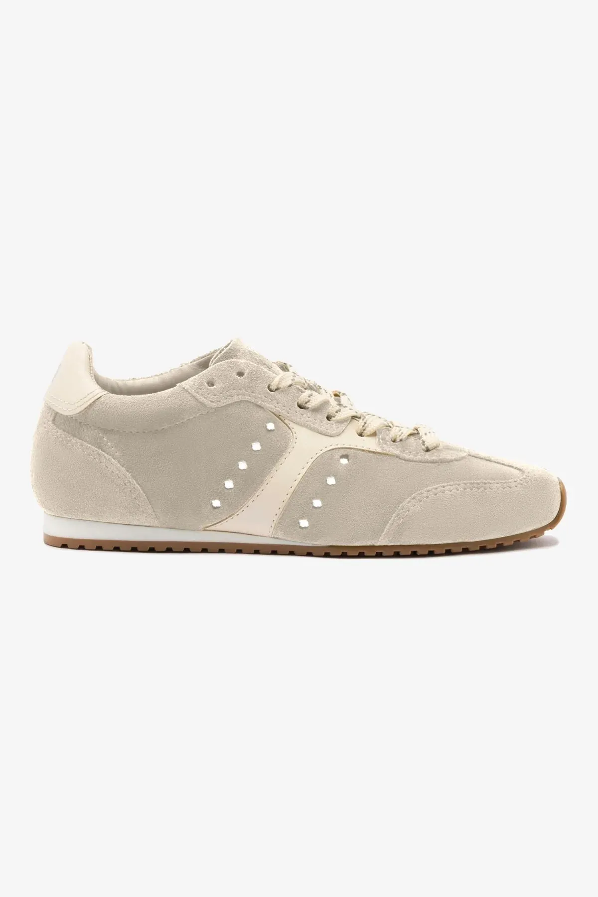 Stella Sneaker In Mushroom Grey Suede and Ivory Leather Macys Shoes Casual