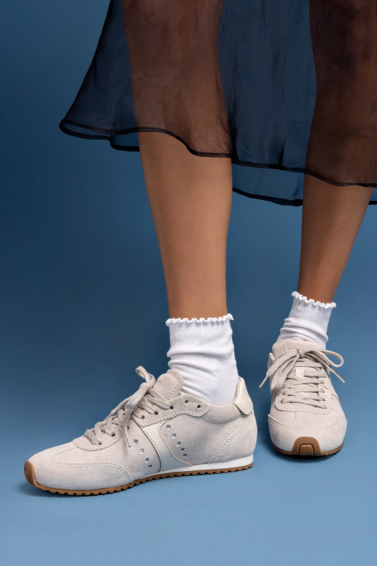 Stella Sneaker In Mushroom Grey Suede and Ivory Leather Lifestyle Casual Shoes