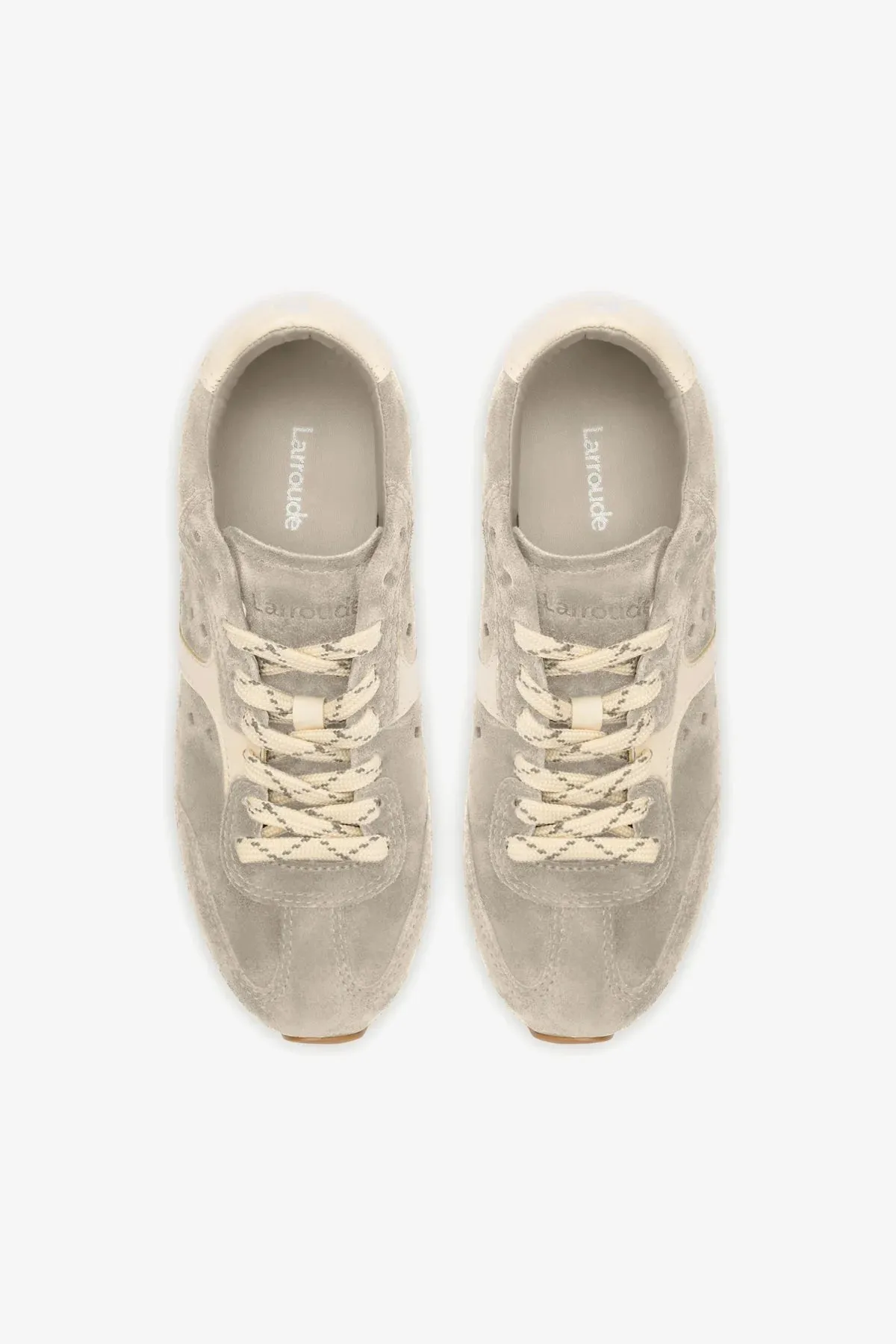 Casual Mesh Shoes Stella Sneaker In Mushroom Grey Suede and Ivory Leather
