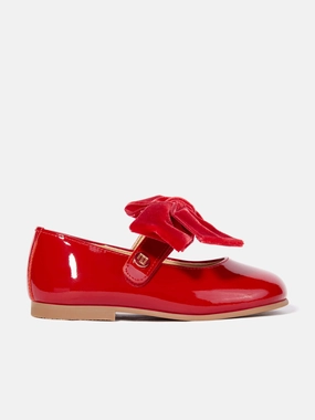 Air Jordan Og Casual Andanines Girls Patent Leather Bow Shoes in Red