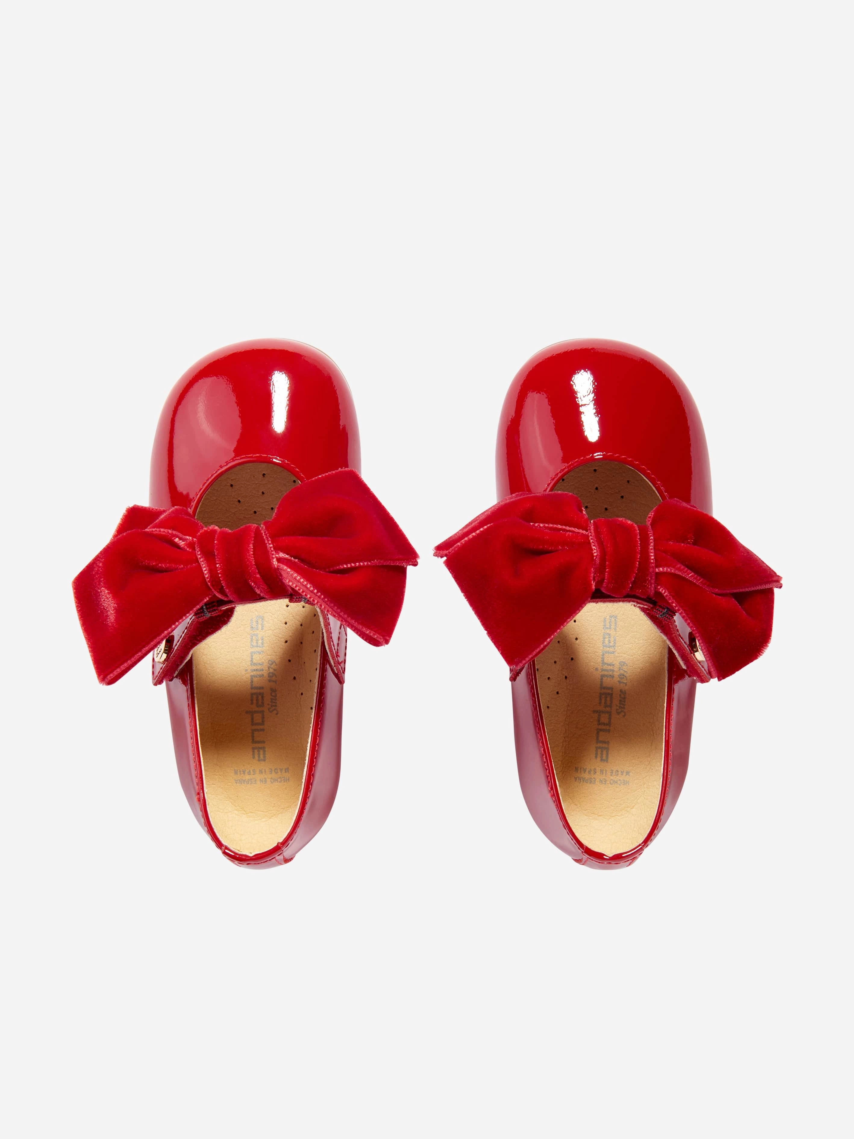 Andanines Girls Patent Leather Bow Shoes in Red Casual Platform Shoes