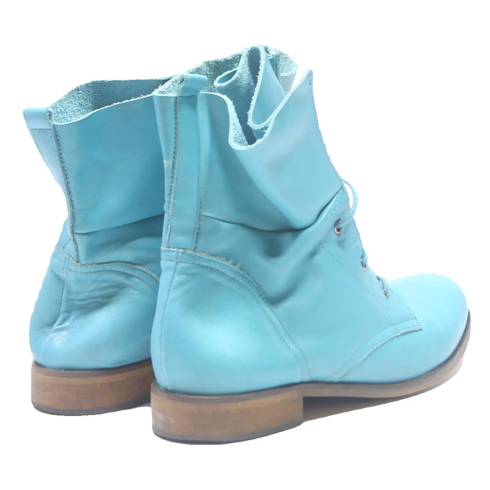 Womens Leather Lace-Up Ankle Boots Blue UK 6 Soft Leather Fashionable Comfort Landscaping Boots