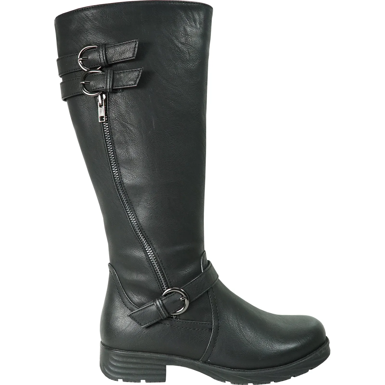 VANGELO Canada Waterproof Women Boot HF2607 Knee High Winter Fur Casual Boot Black Wide Calf Black Fold Over Boots