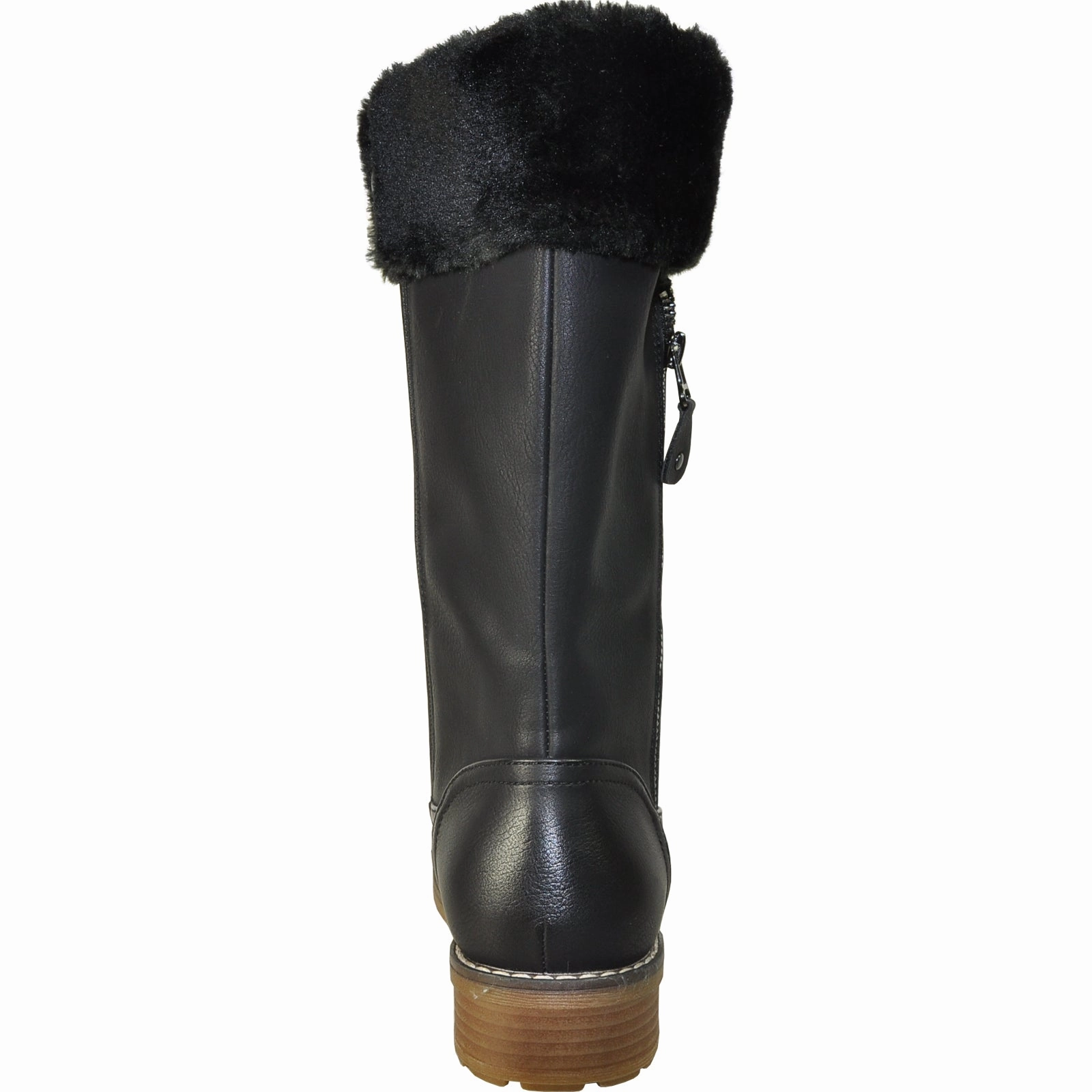 VANGELO Women Water Proof Boot HF9539 Knee High Winter Fur Casual Boot Black Real Fur Boots