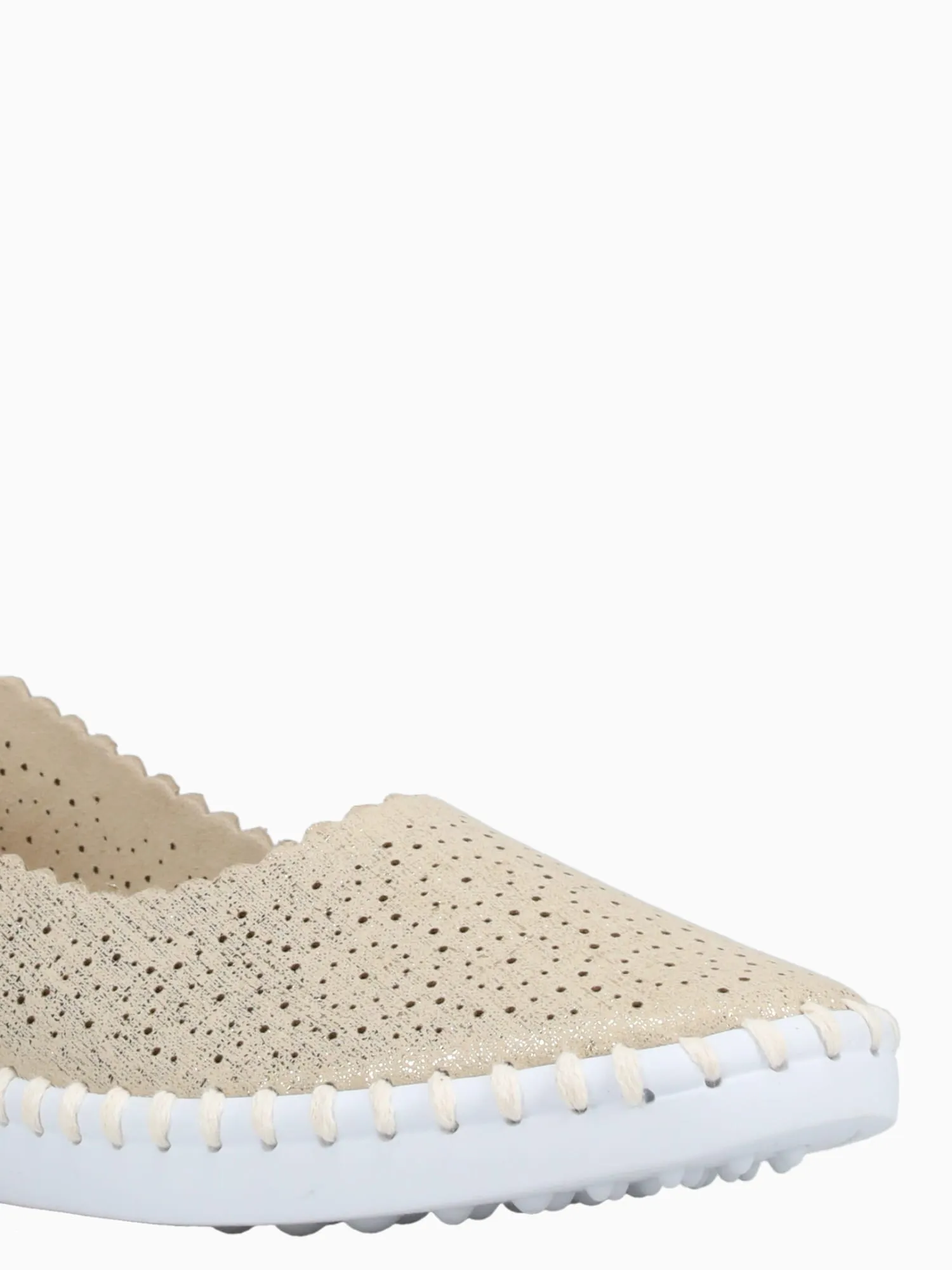 Billy Jean Gold Microfiber Full White Casual Shoes