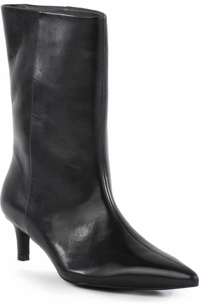 Women's Game Changer Heeled Boot In Black Leather Cool Waterproof Boots