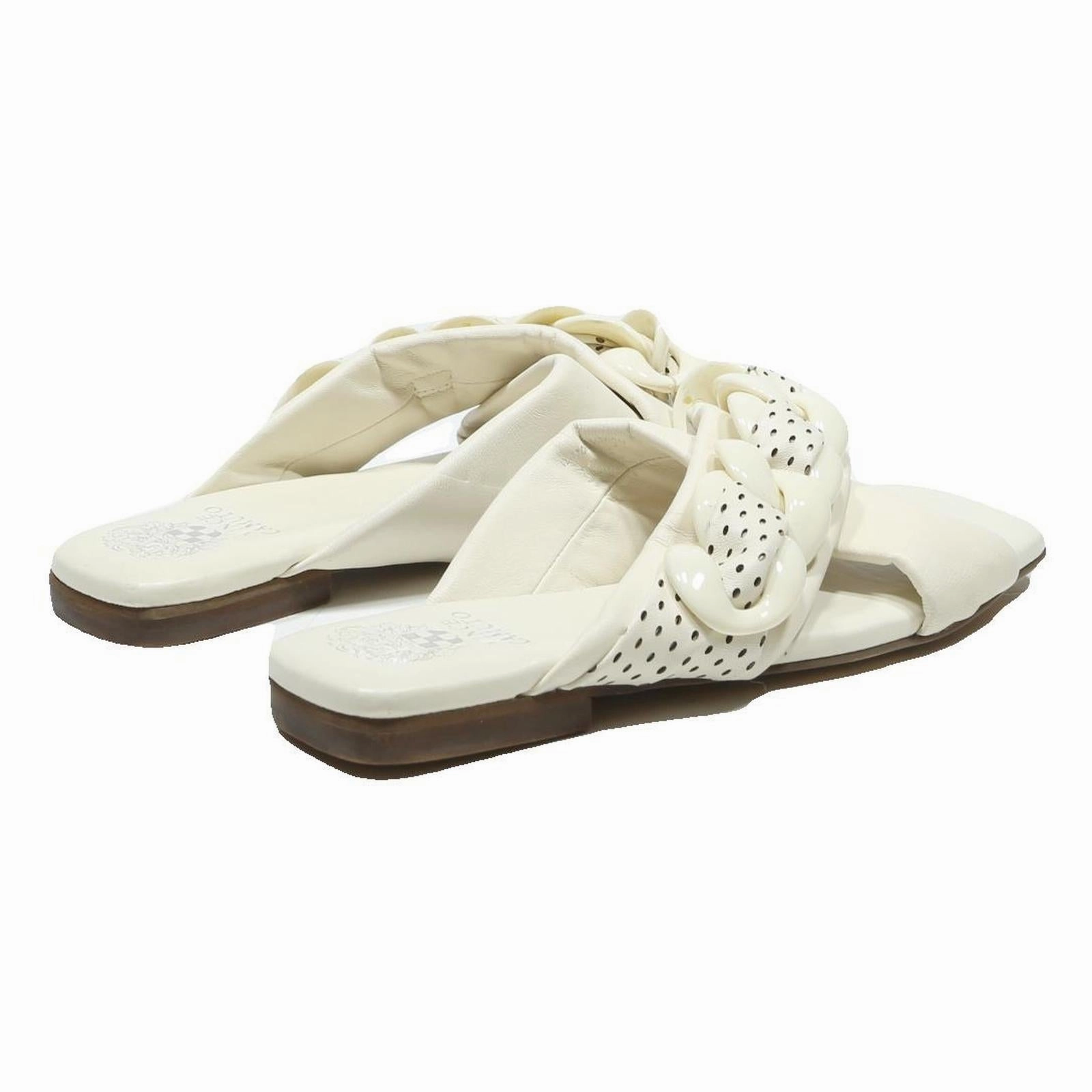 VINCE CAMUTO Womens Leather White Casual Flat Slip On Sandals UK 6 Summer Target Pearl Sandals