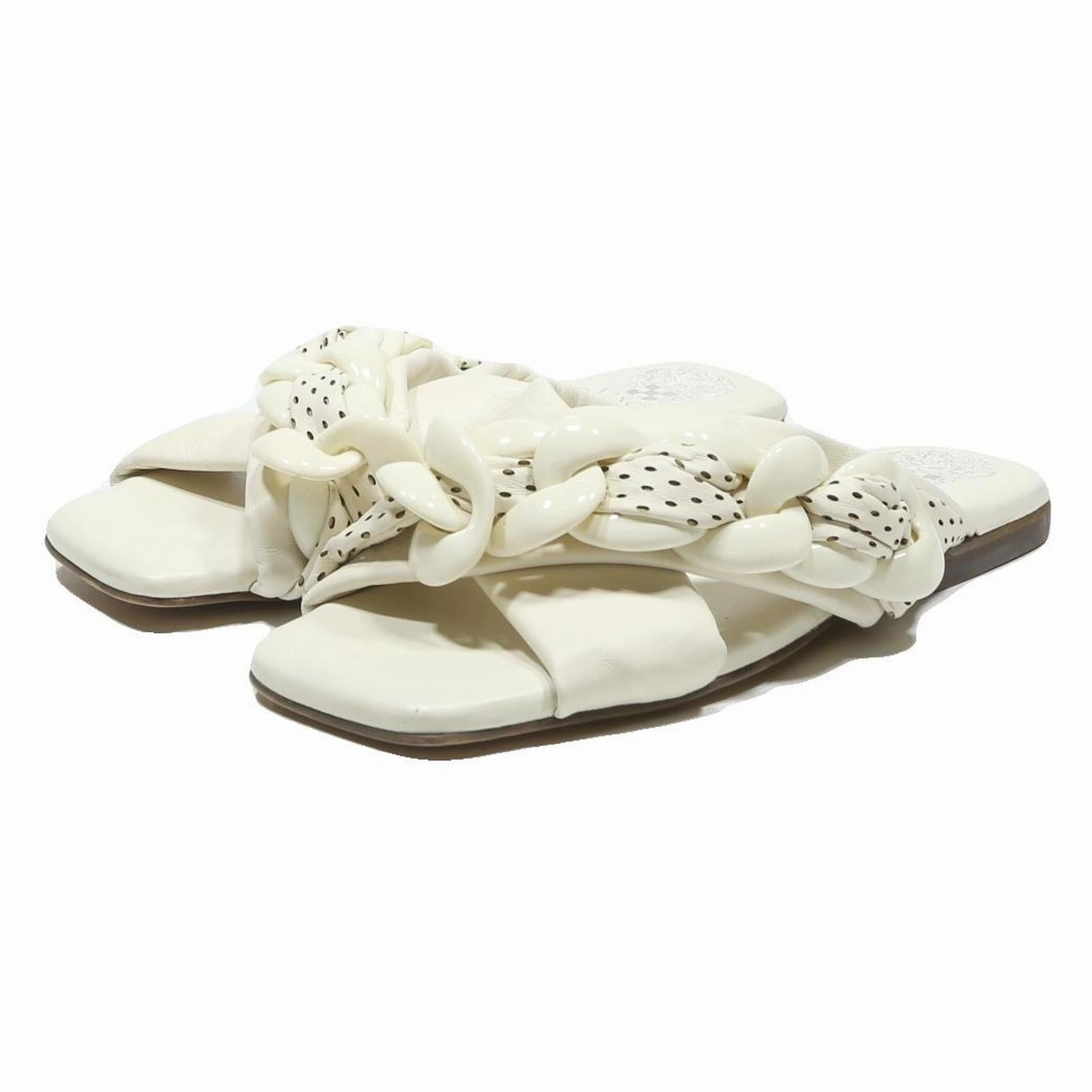 VINCE CAMUTO Womens Leather White Casual Flat Slip On Sandals UK 6 Summer Japanese Wooden Sandals
