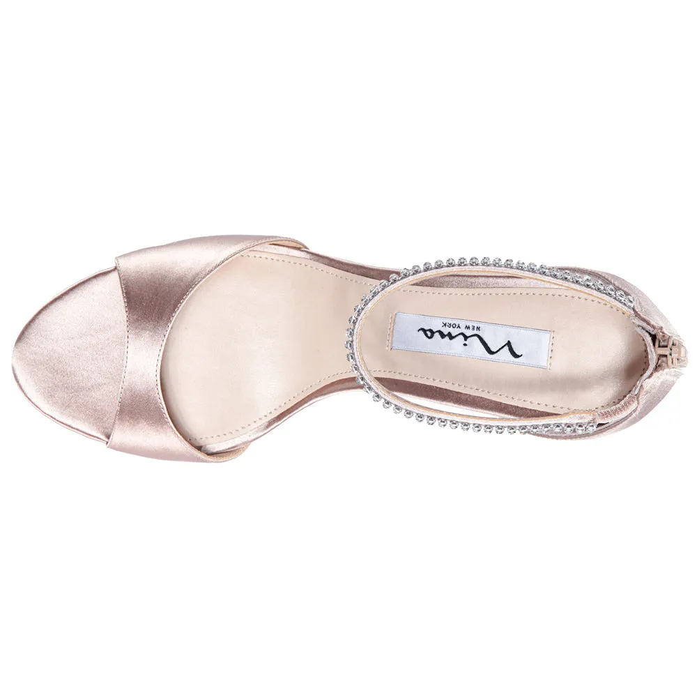 Volanda Metallic Rhinestone Ankle Strap Evening Sandals Cali Fashion Casual Shoes