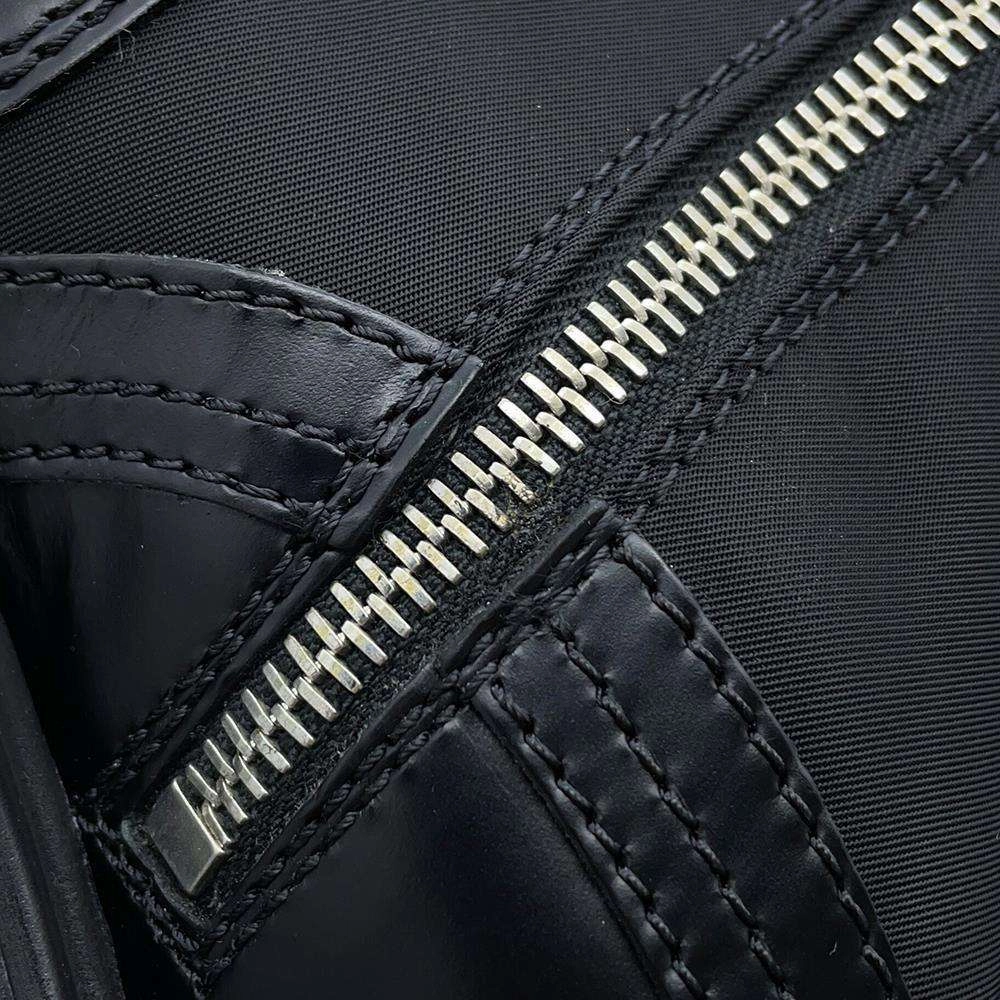 Wide Calf Knee High Boots PRADA Long Boots Monolith Combat Boots with Pouch Black Leather Nylon Size 37 2/1