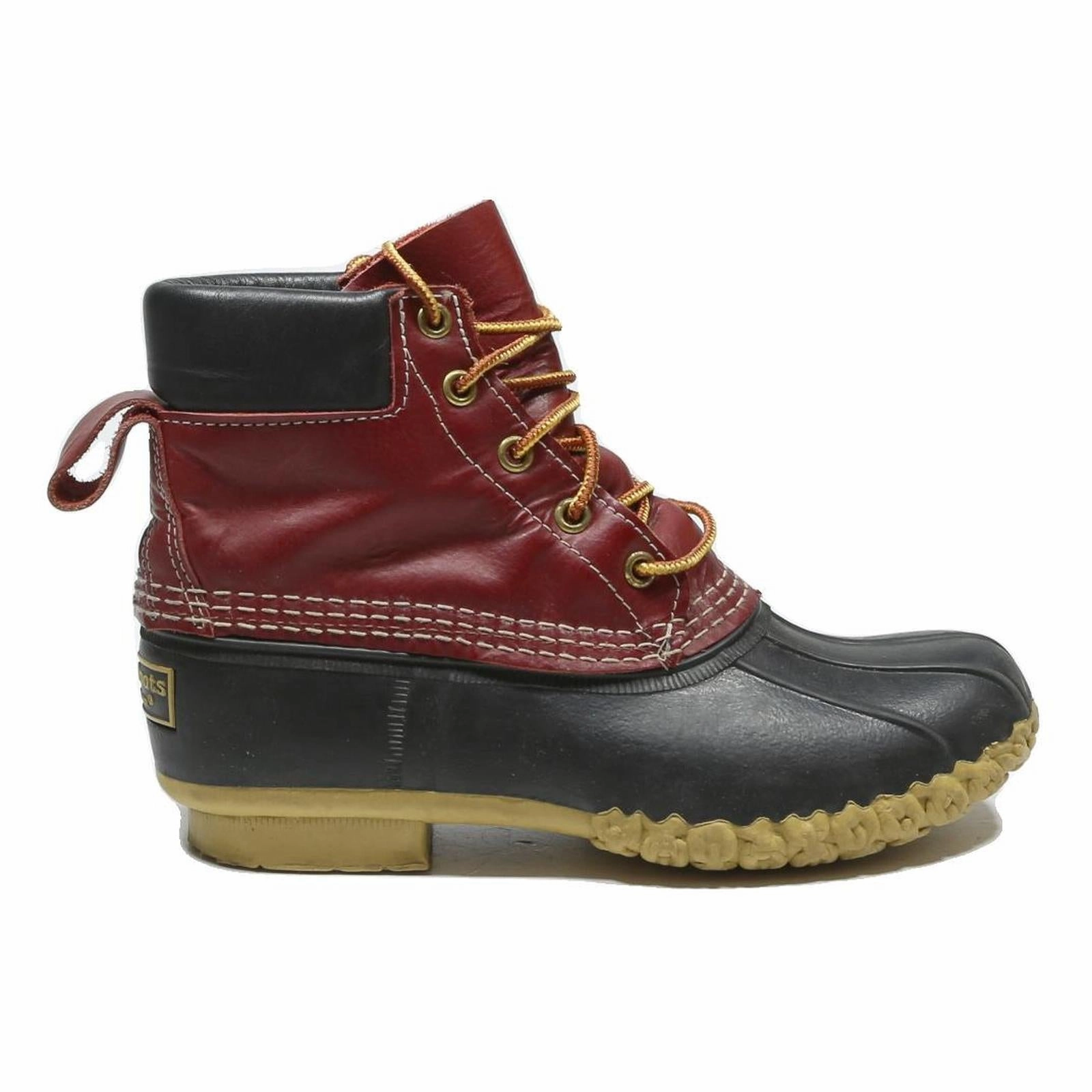 LL BEAN Womens Ankle Boots Leather UK 6 Red Black Classic Waterproof Duck Style Wedding Country Boots