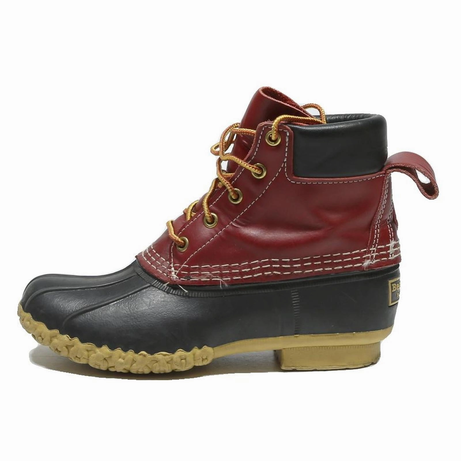 Calf Height Boots LL BEAN Womens Ankle Boots Leather UK 6 Red Black Classic Waterproof Duck Style