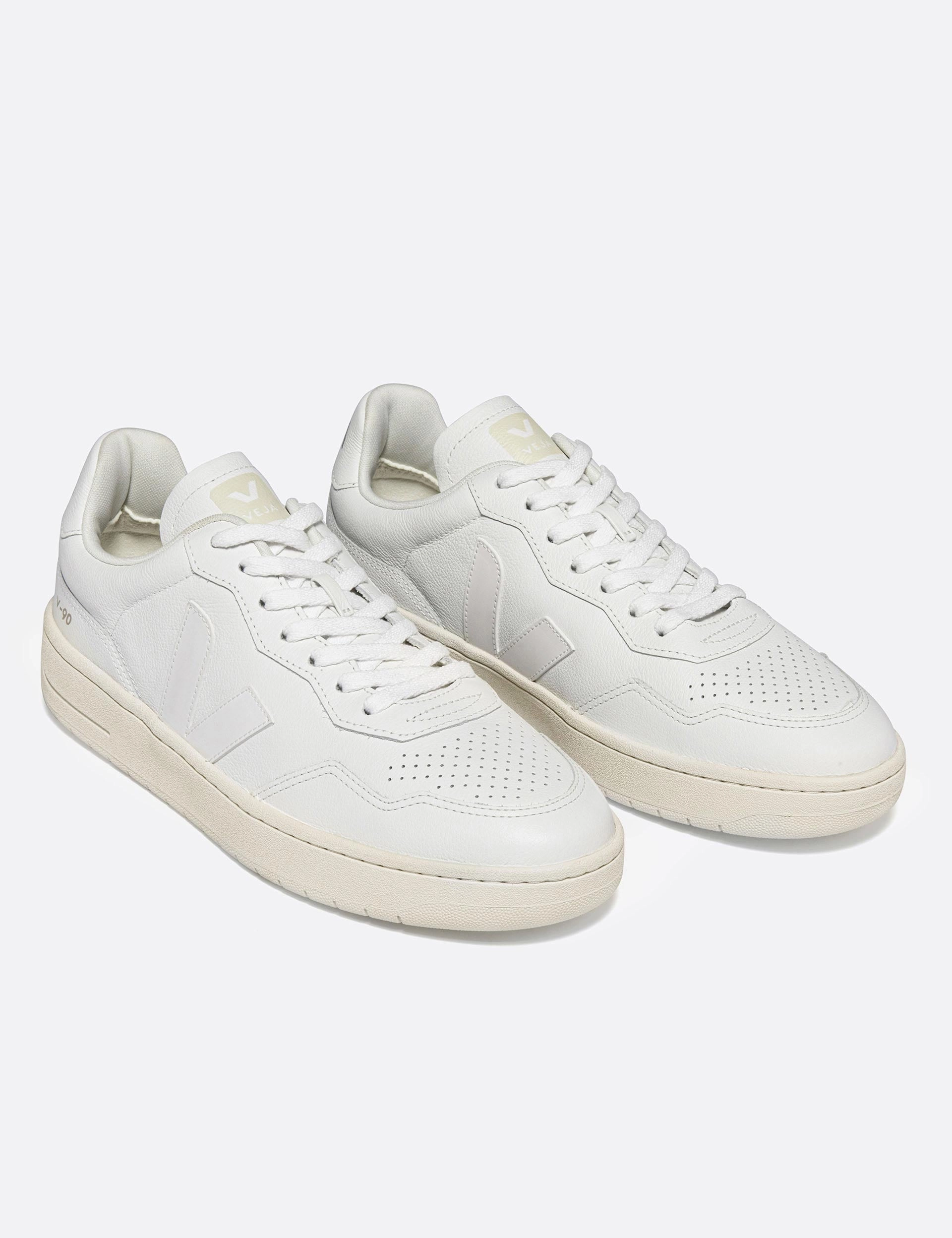 V-90 Leather - White Grain Leather Casual Shoes