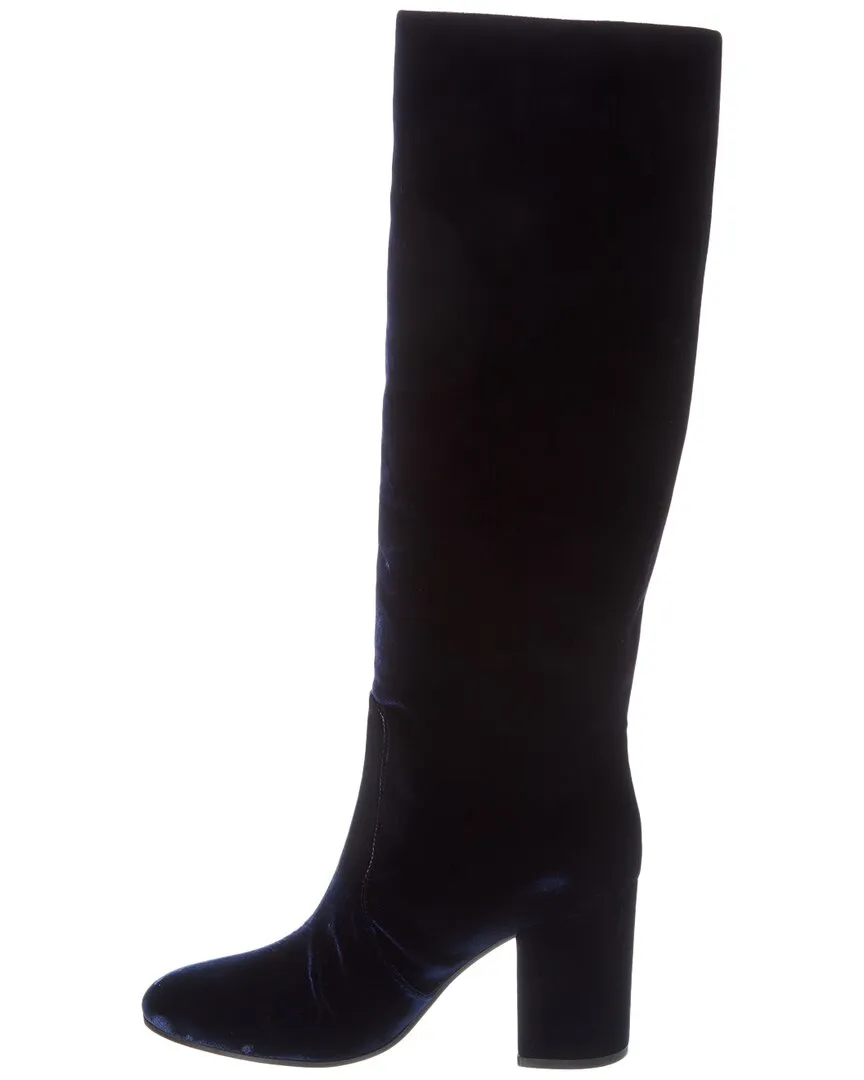 Gianvito Rossi 85 Velvet Knee-High Boot Black Platform Heel Boots
