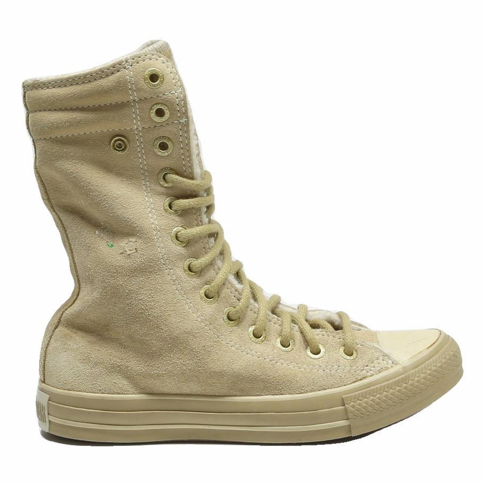 Western Style Boots CONVERSE Chuck Taylor All Star Womens Ankle Boots Beige Leather UK 4.5 Lace-Up