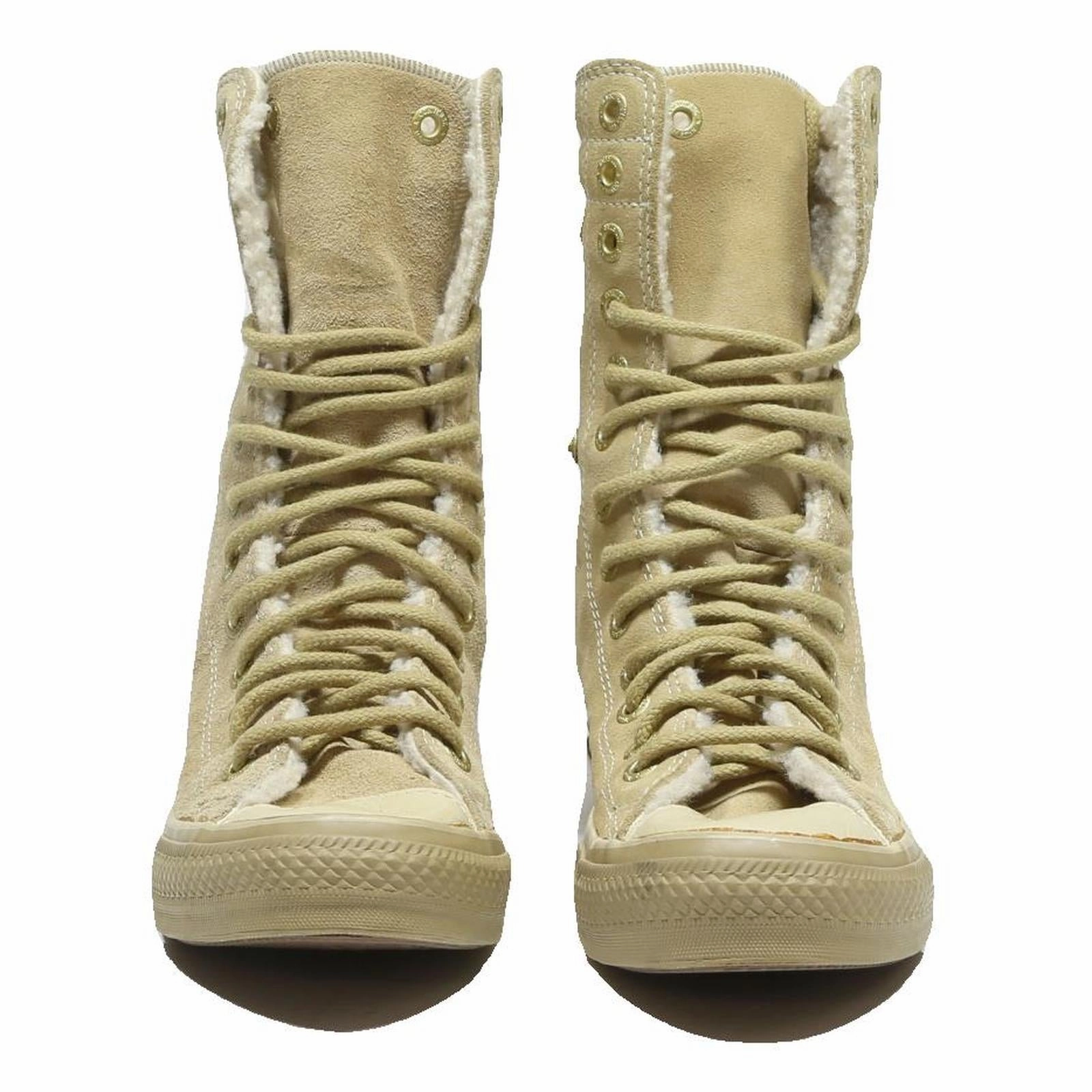 Stylish Dress Boots CONVERSE Chuck Taylor All Star Womens Ankle Boots Beige Leather UK 4.5 Lace-Up