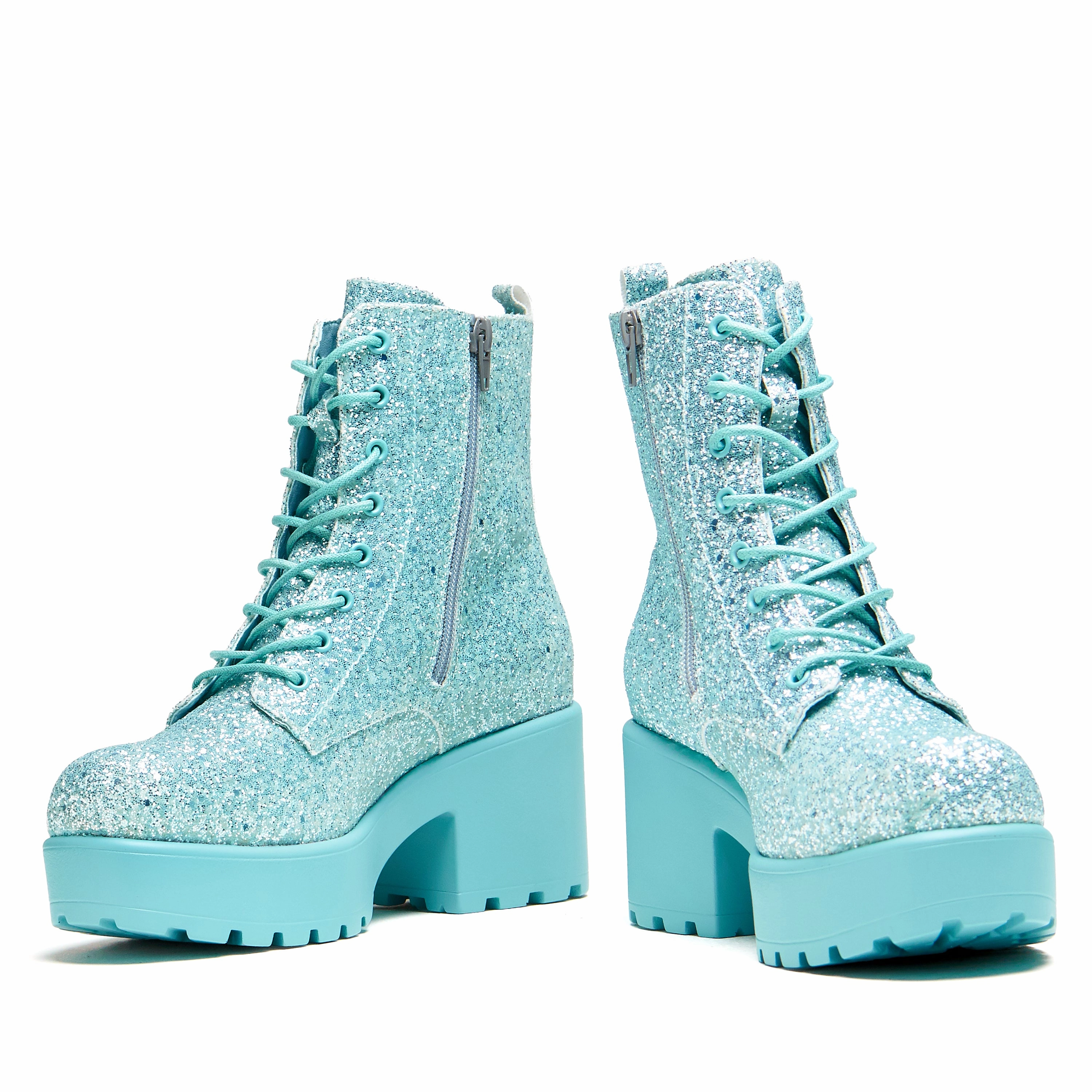 Boots Wizards Spell Platform Glitter Boots - Aqua