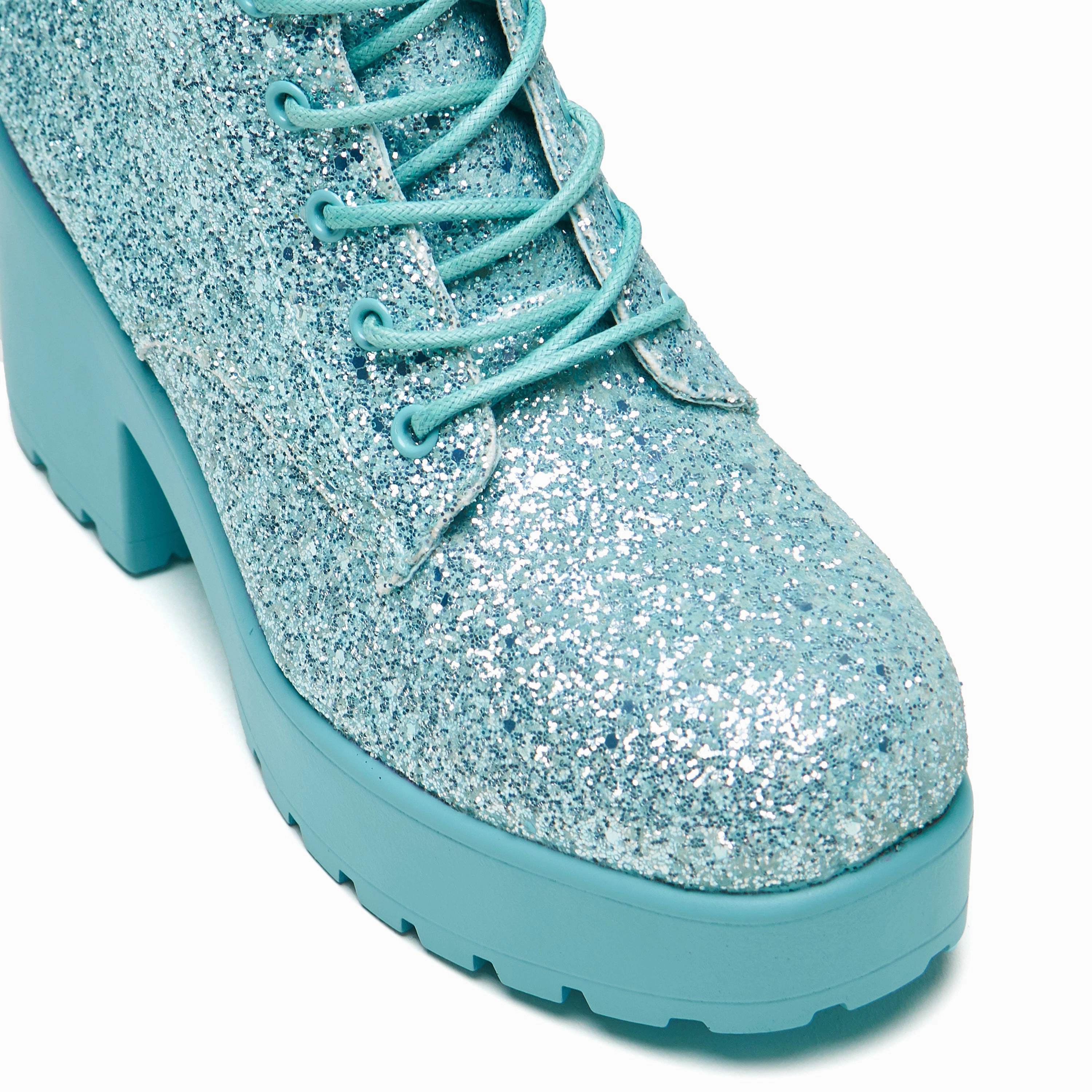 Wizards Spell Platform Glitter Boots - Aqua Arctic Apres Short Boots