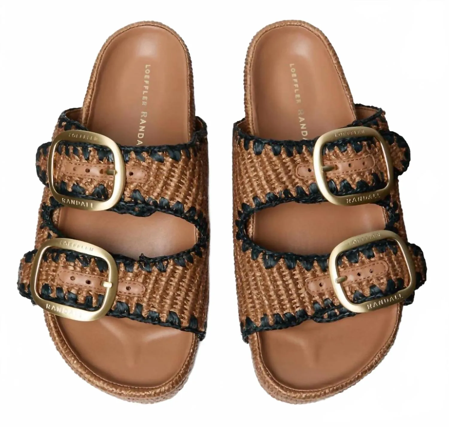 Women Theo Two Band Sandal In Brown/black Bling Sandals