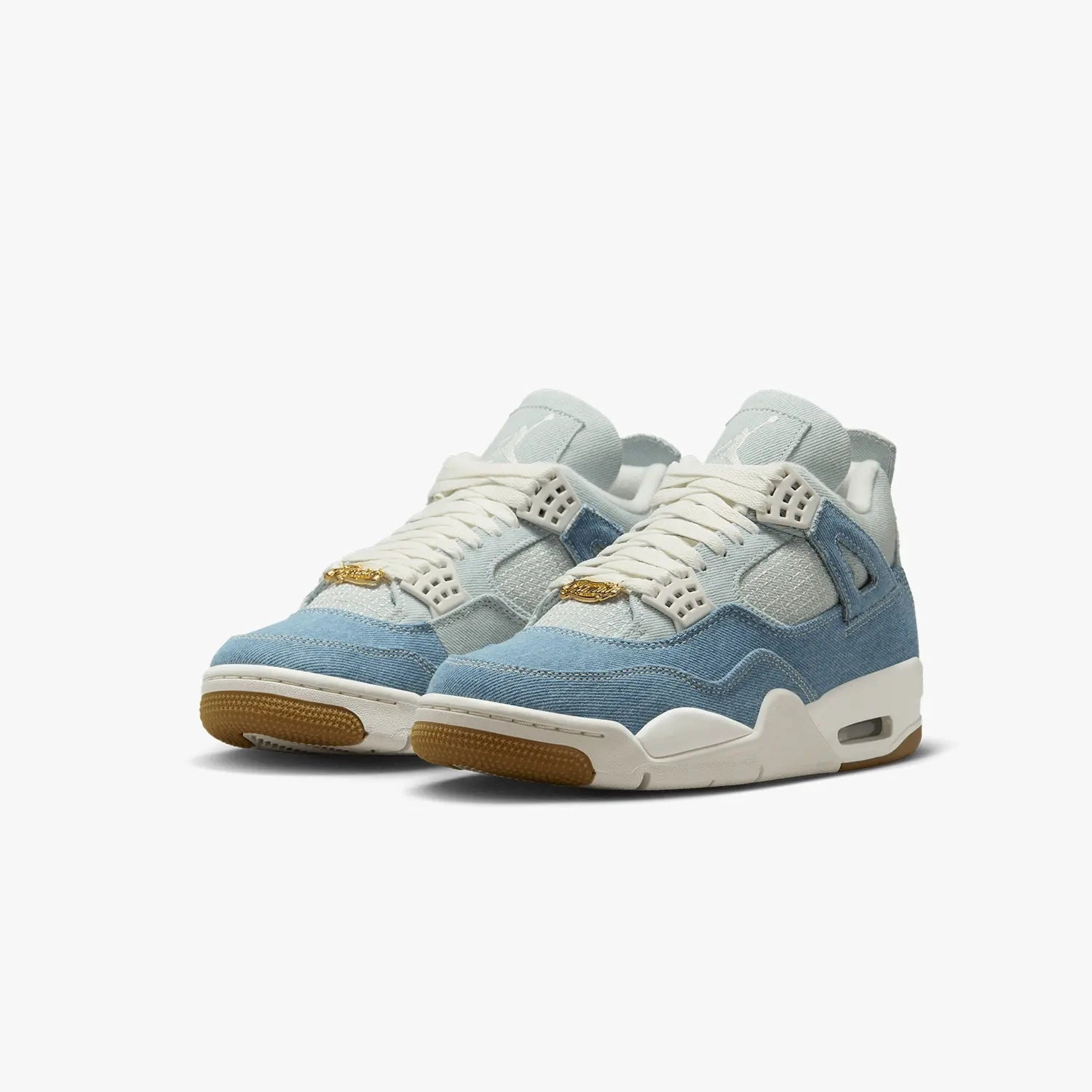 Women's Air Jordan 4 Retro Tex "Denim" Sneakers With Velcro Straps