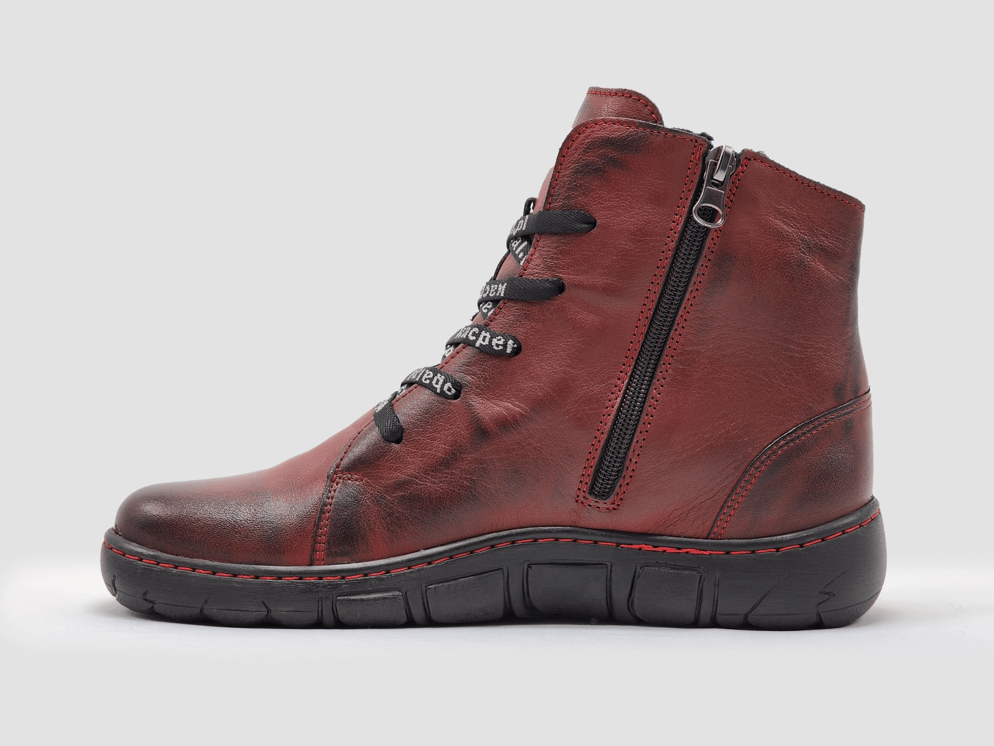 Women's Original Wool-Lined Zip-Up Leather Boots - Red Leopard Print Cowboy Boots