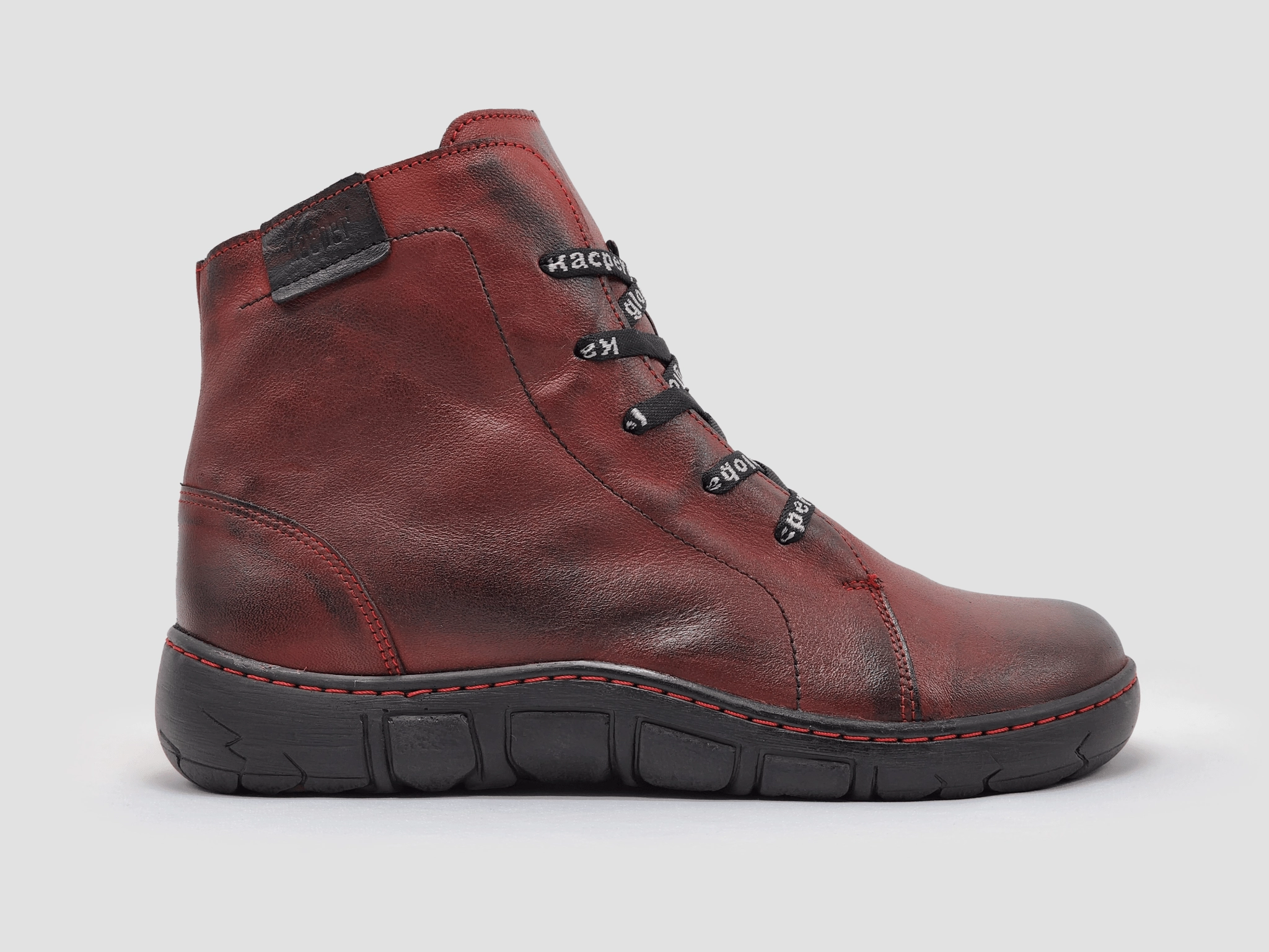 Women's Original Wool-Lined Zip-Up Leather Boots - Red Boots In Style