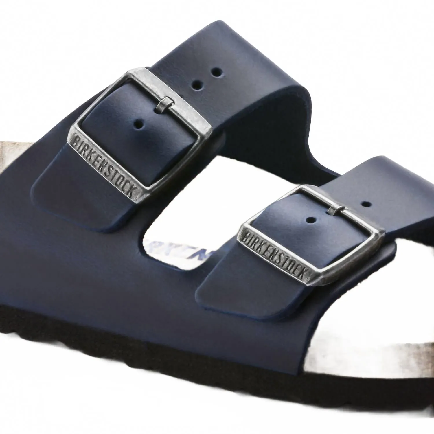 Women's Arizona Soft Footbed Oiled Leather In Blue Sandals Overwater Bungalows