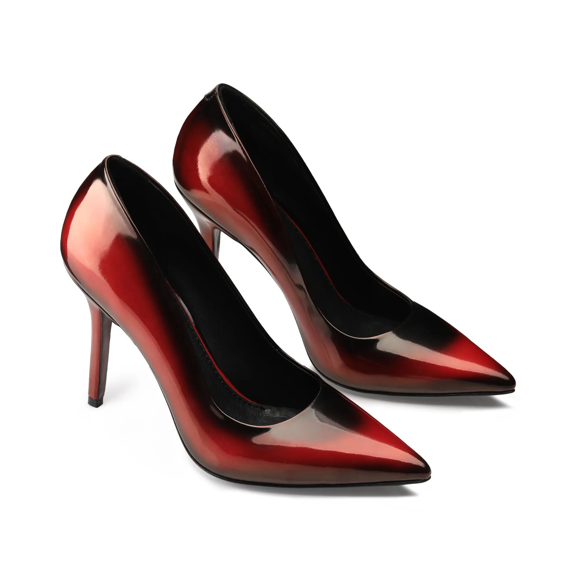Business Casual Shoes For Flat Feet Women's Black & Red Patent Leather Pump
