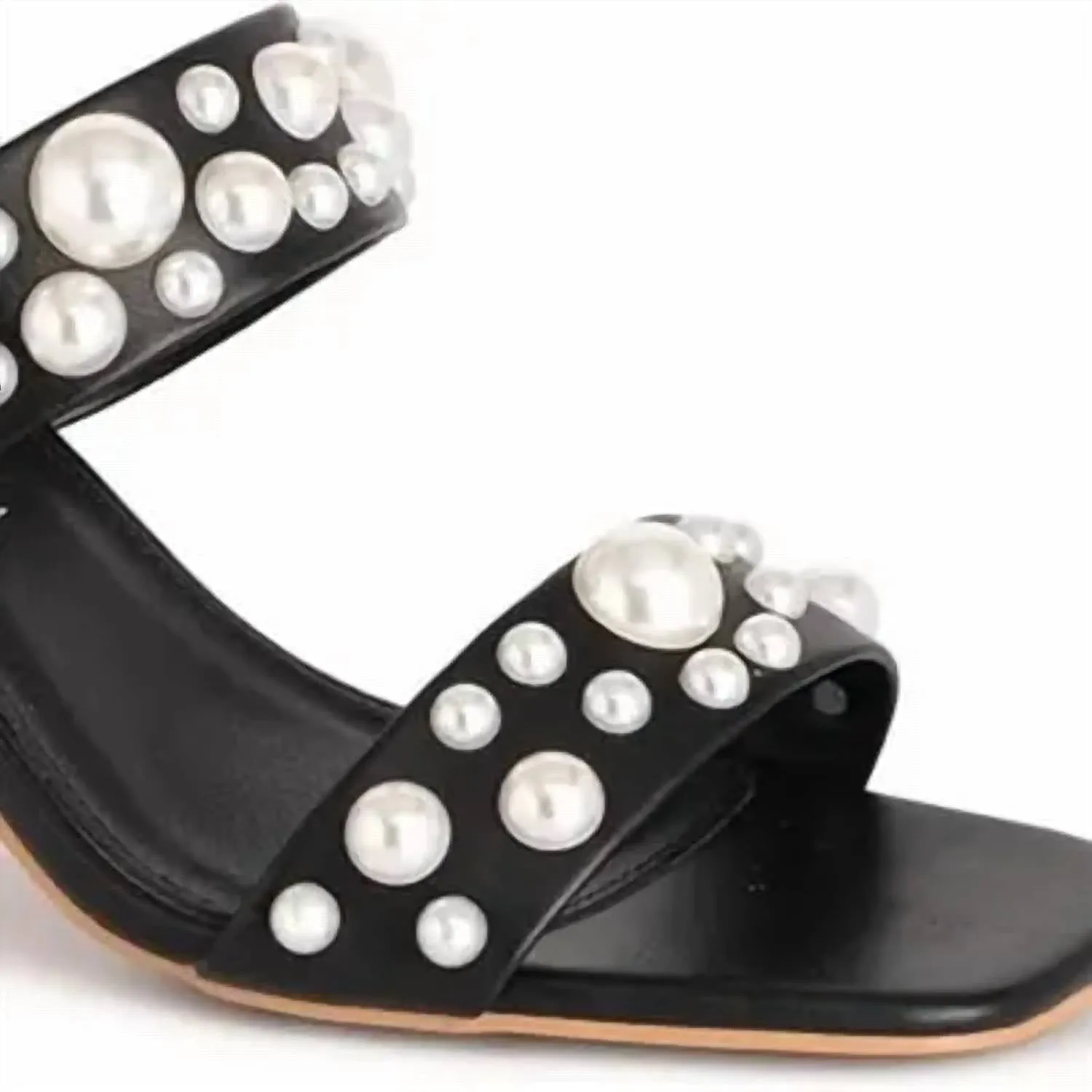Tan Sandals Women's Divine Heels In Black Pearls